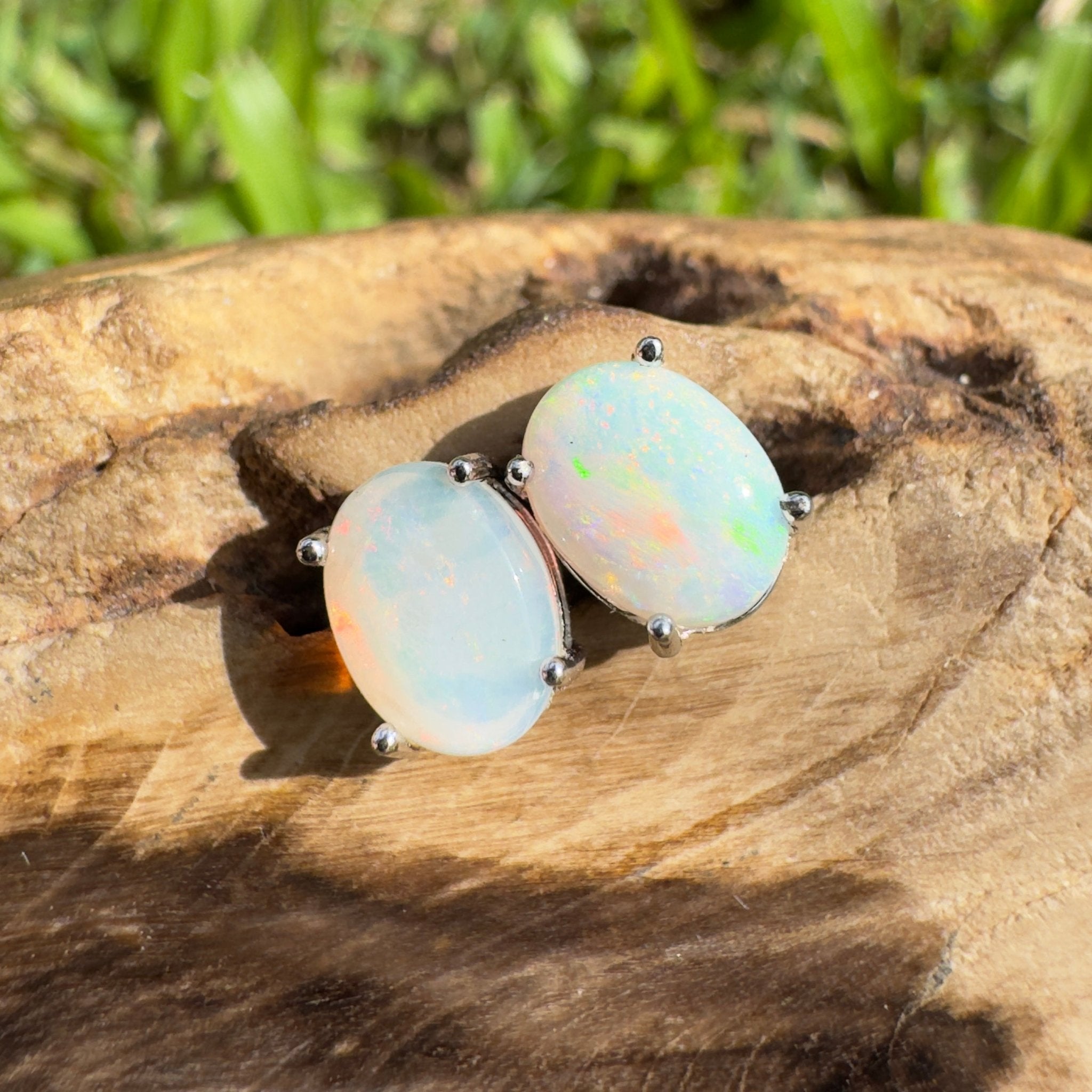 1.4ct Coober Pedy Opal Earrings ~ 'Freycinet Azure' | 925 Sterling Silver | Solid Australian Opal