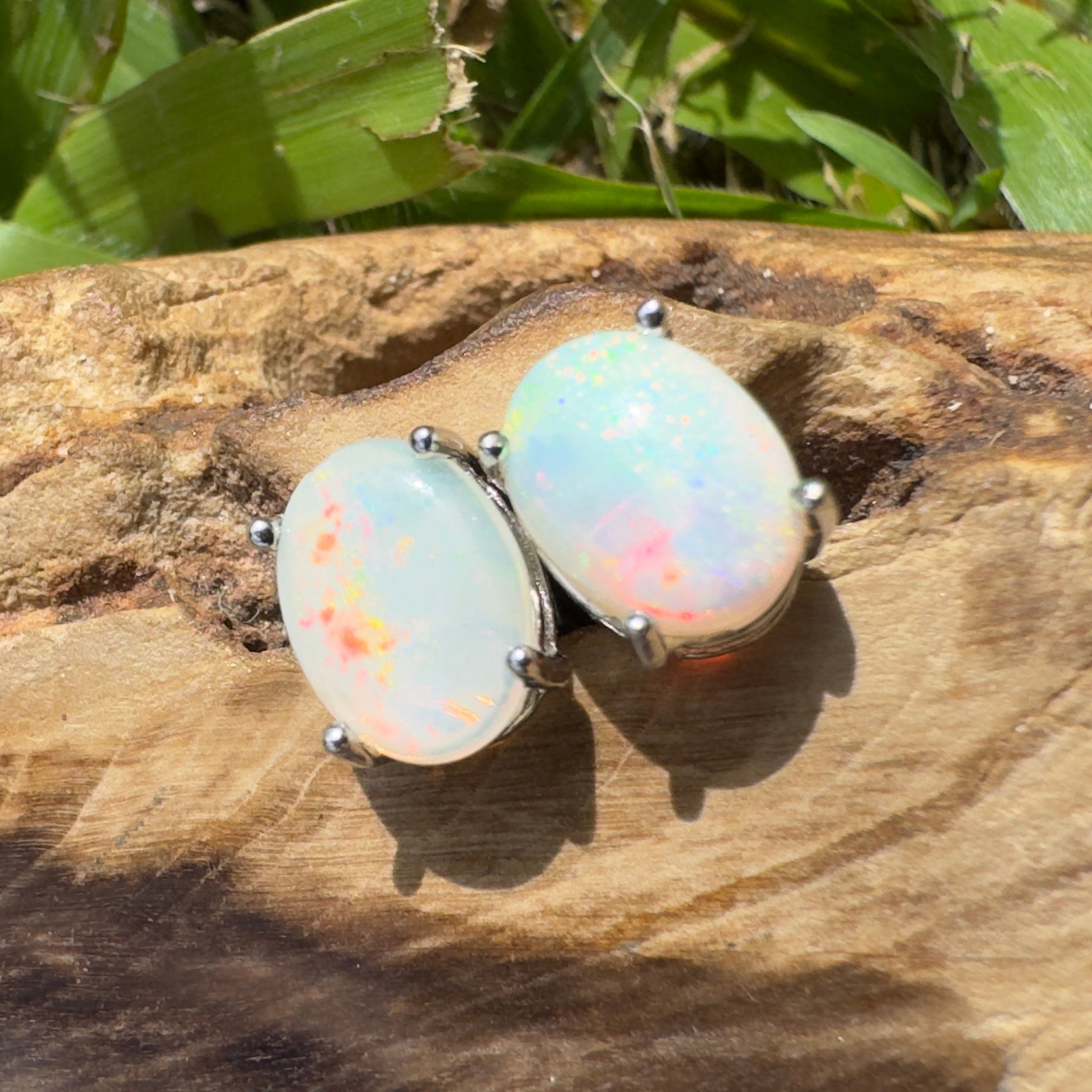 1.4ct Coober Pedy Opal Earrings ~ 'Freycinet Azure' | 925 Sterling Silver | Solid Australian Opal