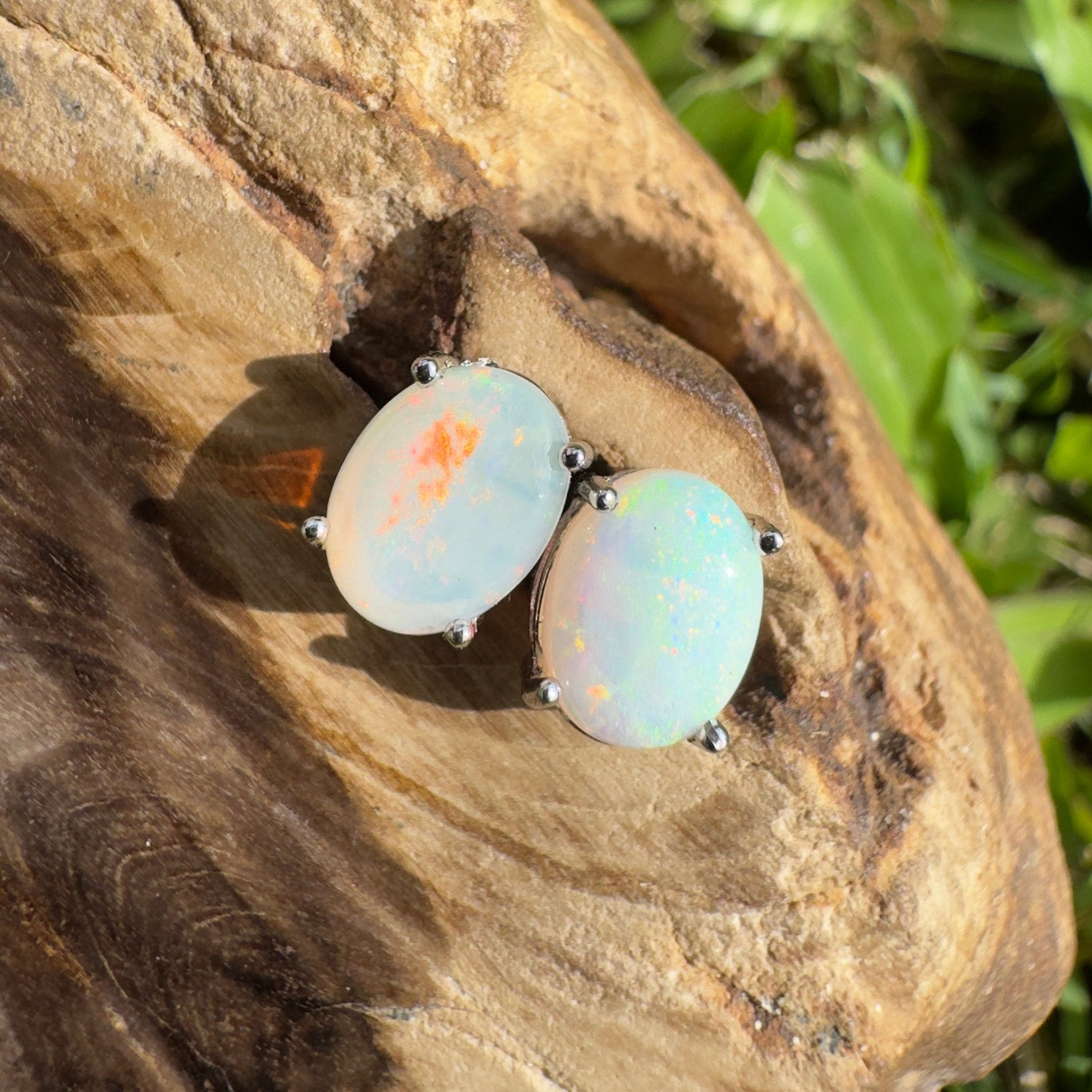 1.4ct Coober Pedy Opal Earrings ~ 'Freycinet Azure' | 925 Sterling Silver | Solid Australian Opal