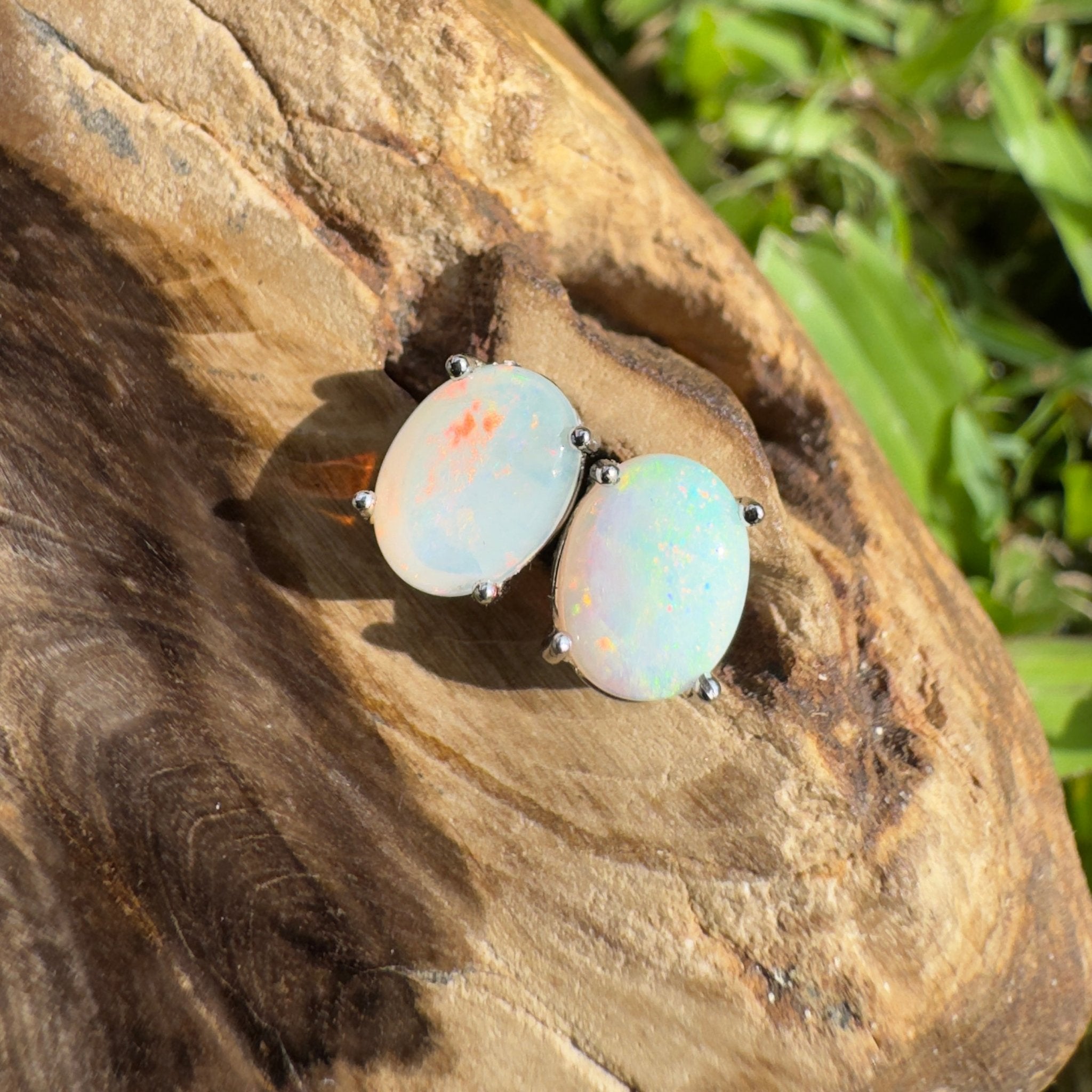 1.4ct Coober Pedy Opal Earrings ~ 'Freycinet Azure' | 925 Sterling Silver | Solid Australian Opal