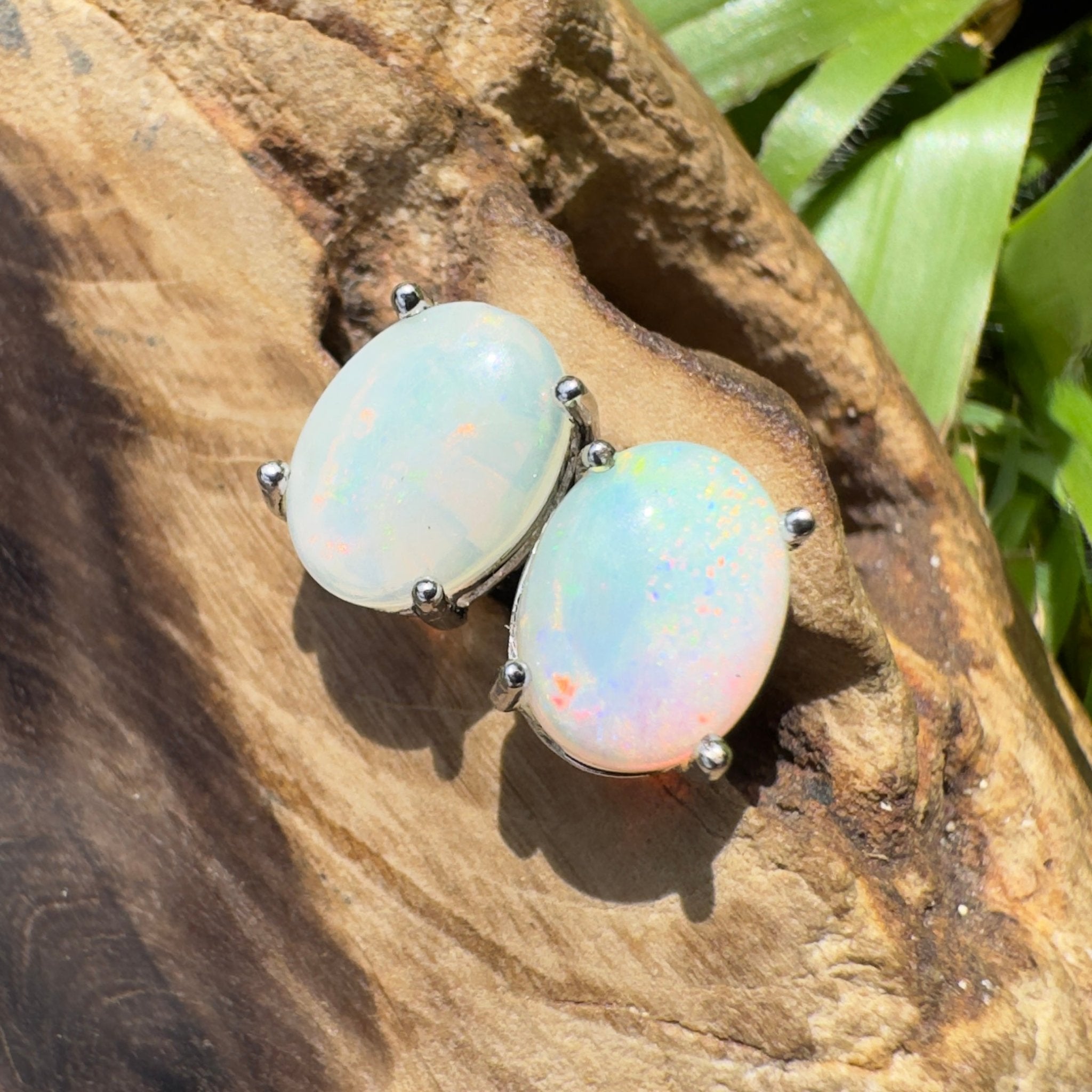 1.4ct Coober Pedy Opal Earrings ~ 'Freycinet Azure' | 925 Sterling Silver | Solid Australian Opal