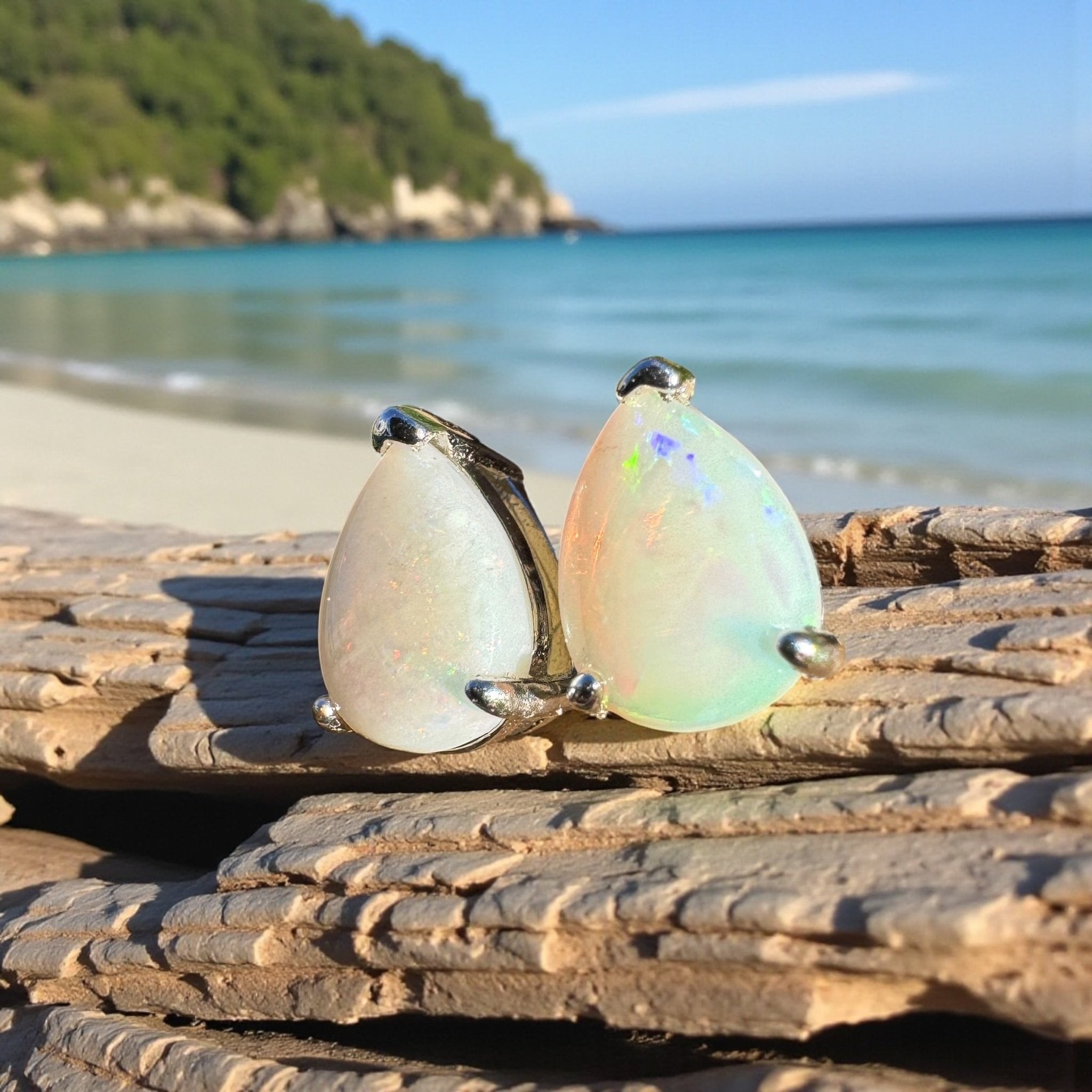1.4ct Coober Pedy Opal Earrings ~ 'Lucky Bay Luminance' | 925 Sterling Silver | Solid Australian Opal