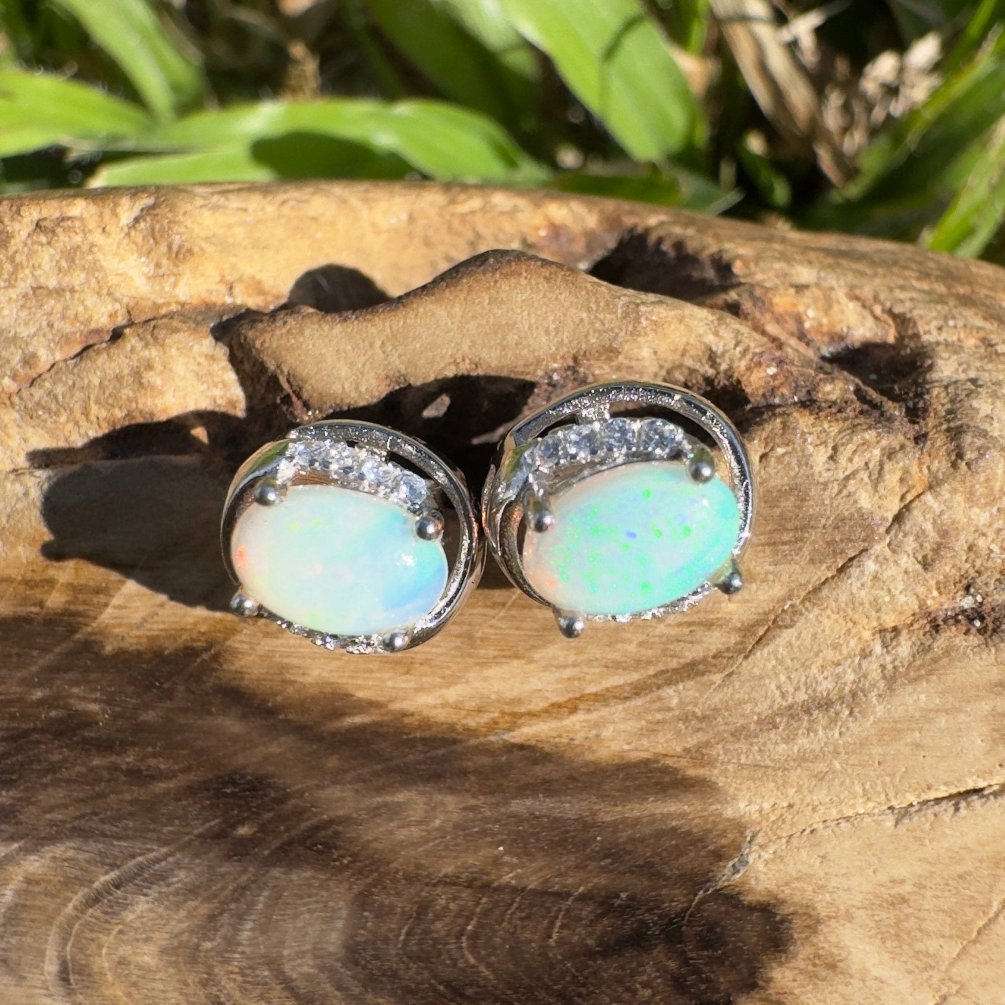 1.4ct Coober Pedy Opal Earrings ~ 'Ocean Beach Vibe' | 925 Sterling Silver | Solid Australian Opal