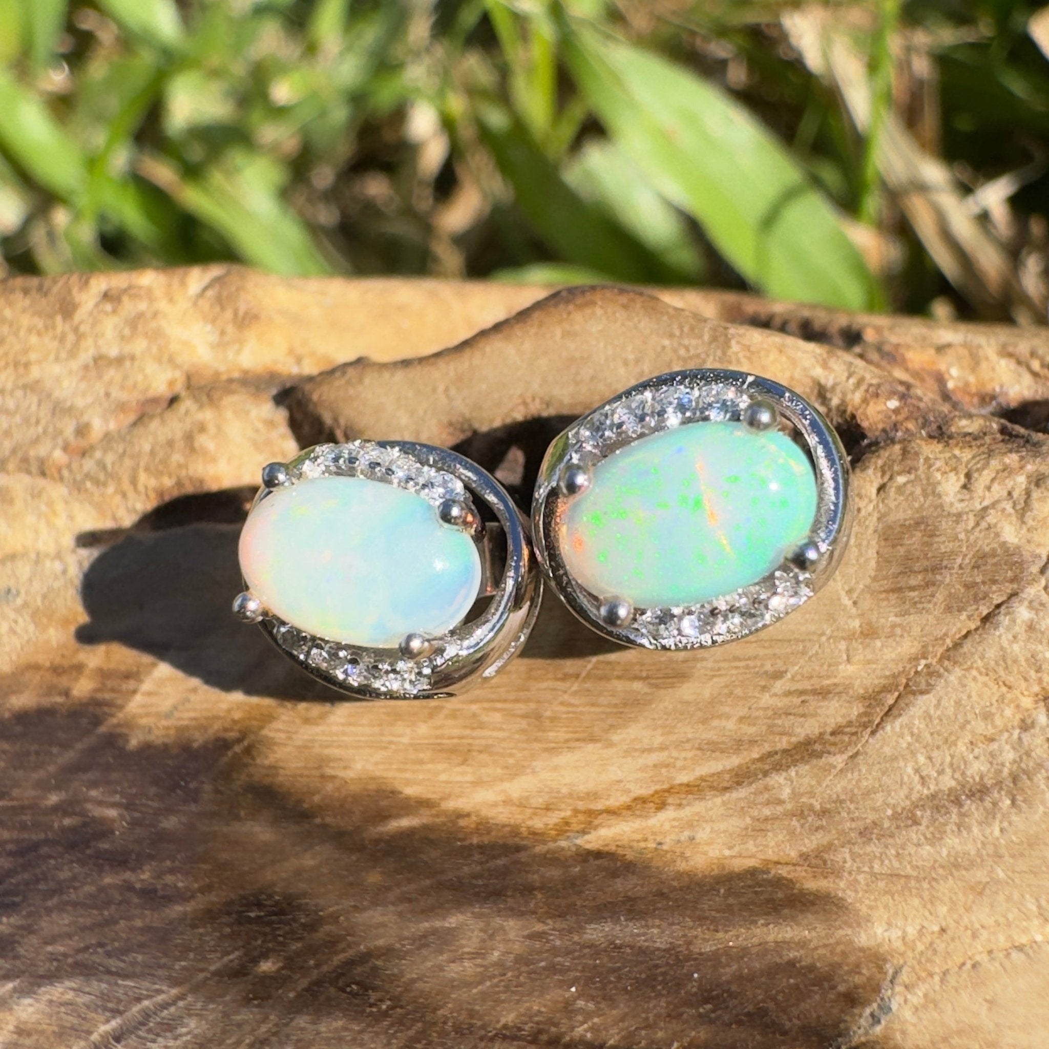 1.4ct Coober Pedy Opal Earrings ~ 'Ocean Beach Vibe' | 925 Sterling Silver | Solid Australian Opal