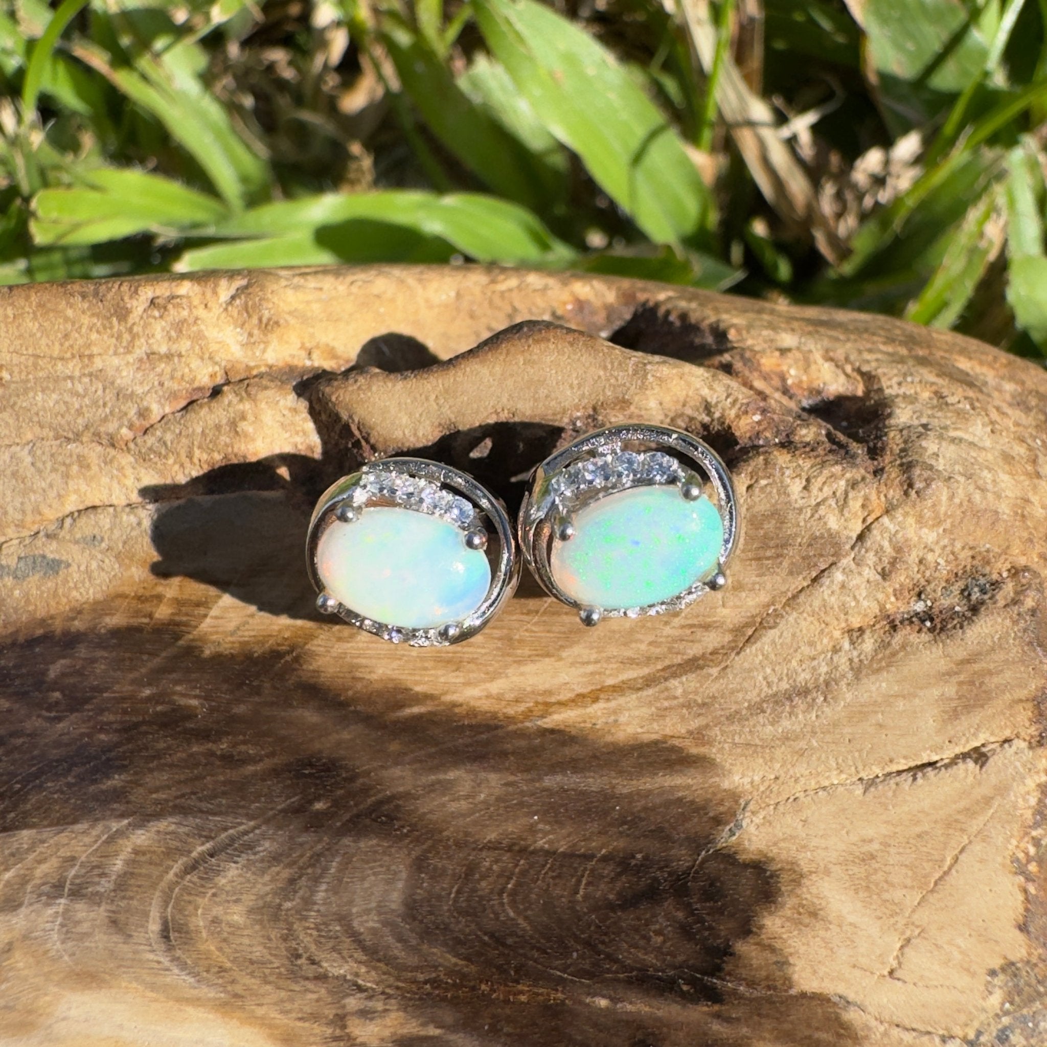 1.4ct Coober Pedy Opal Earrings ~ 'Ocean Beach Vibe' | 925 Sterling Silver | Solid Australian Opal