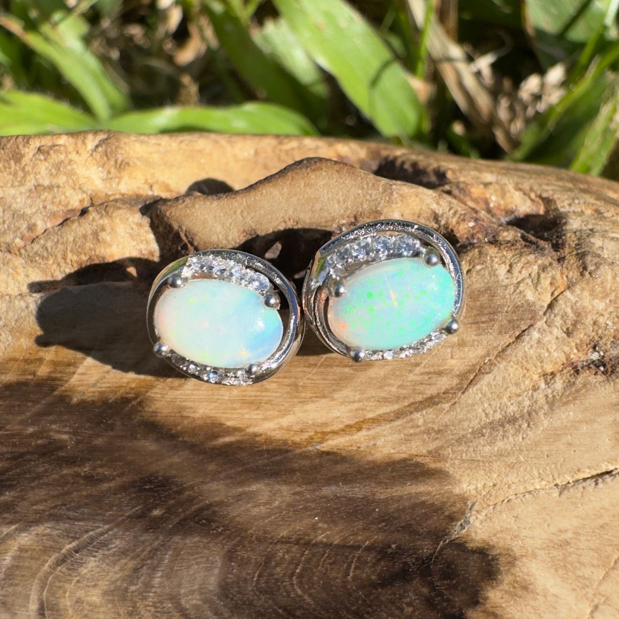1.4ct Coober Pedy Opal Earrings ~ 'Ocean Beach Vibe' | 925 Sterling Silver | Solid Australian Opal