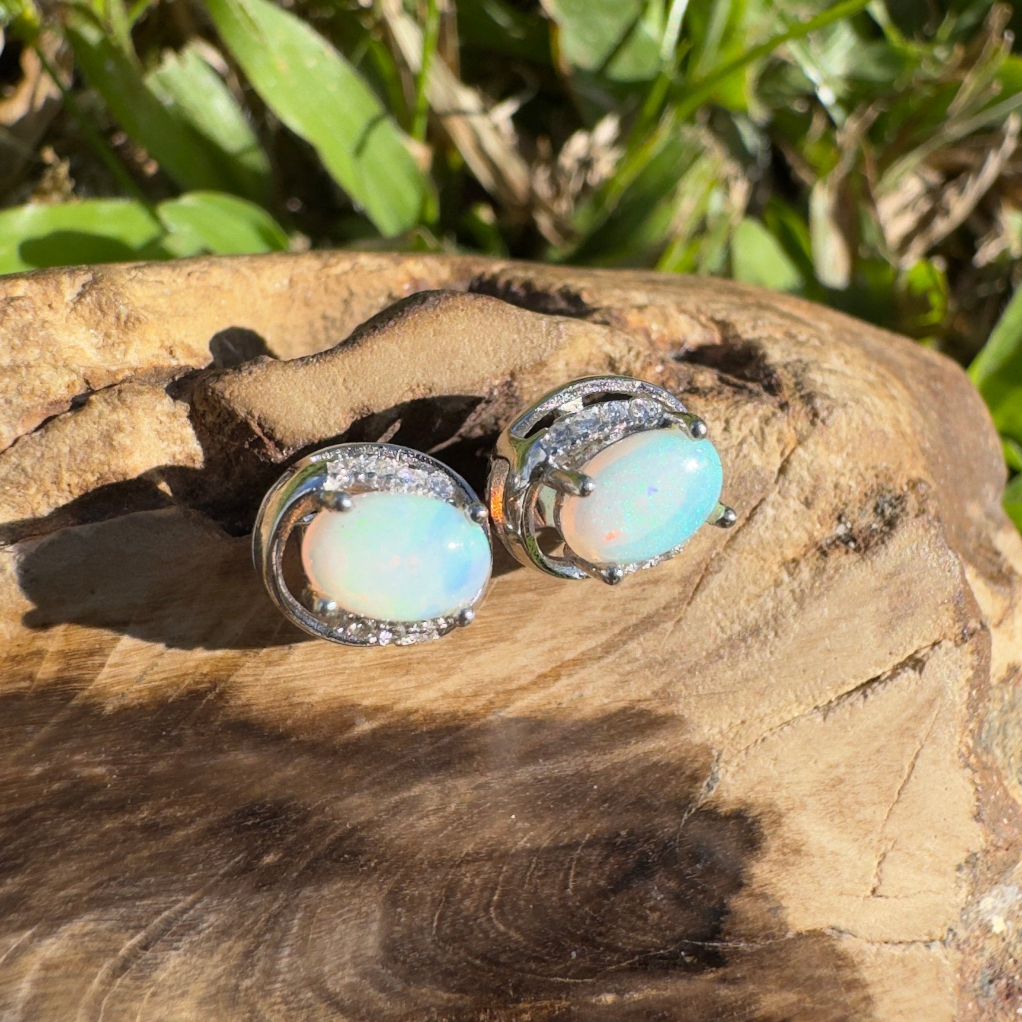 1.4ct Coober Pedy Opal Earrings ~ 'Ocean Beach Vibe' | 925 Sterling Silver | Solid Australian Opal