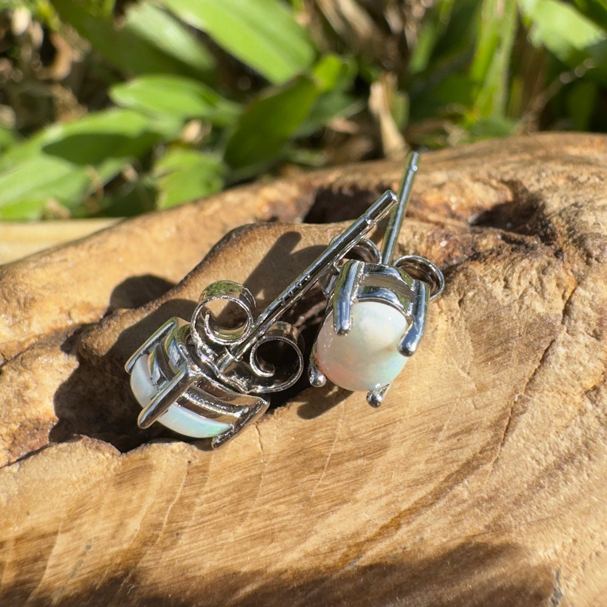 1.4ct Coober Pedy Opal Earrings ~ 'Ocean Shimmer' | 925 Sterling Silver | Solid Australian Opal