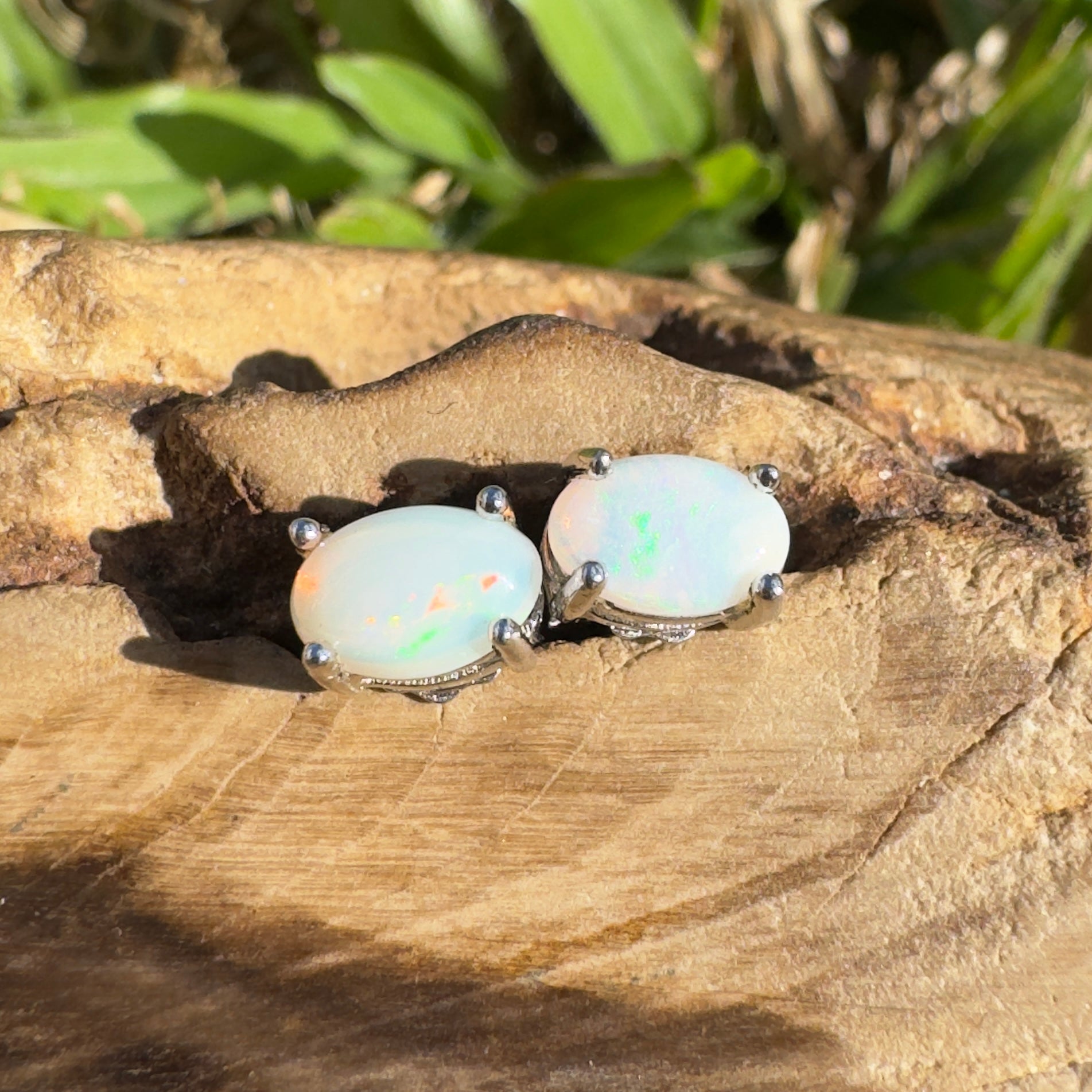 1.4ct Coober Pedy Opal Earrings ~ 'Ocean Shimmer' | 925 Sterling Silver | Solid Australian Opal