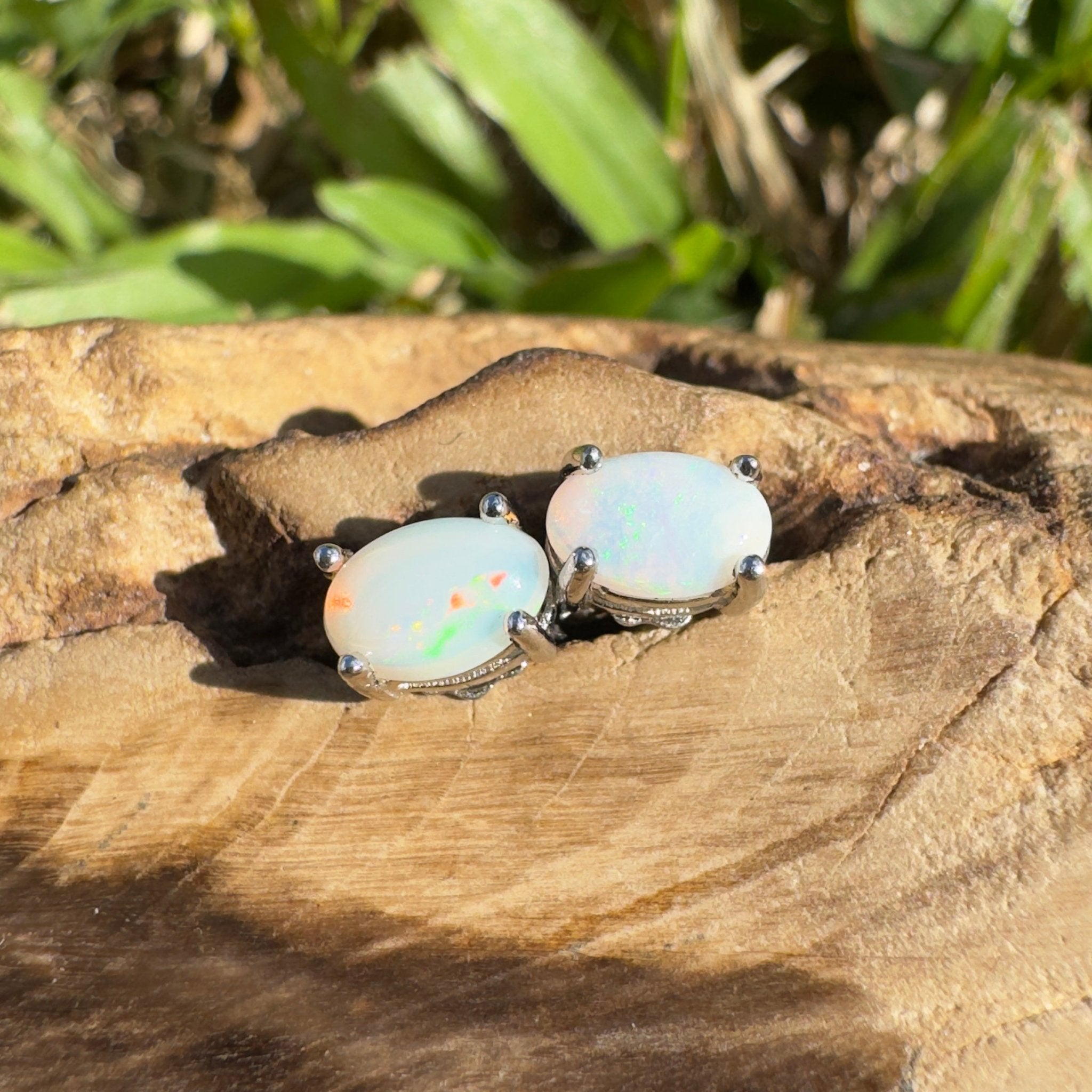 1.4ct Coober Pedy Opal Earrings ~ 'Ocean Shimmer' | 925 Sterling Silver | Solid Australian Opal