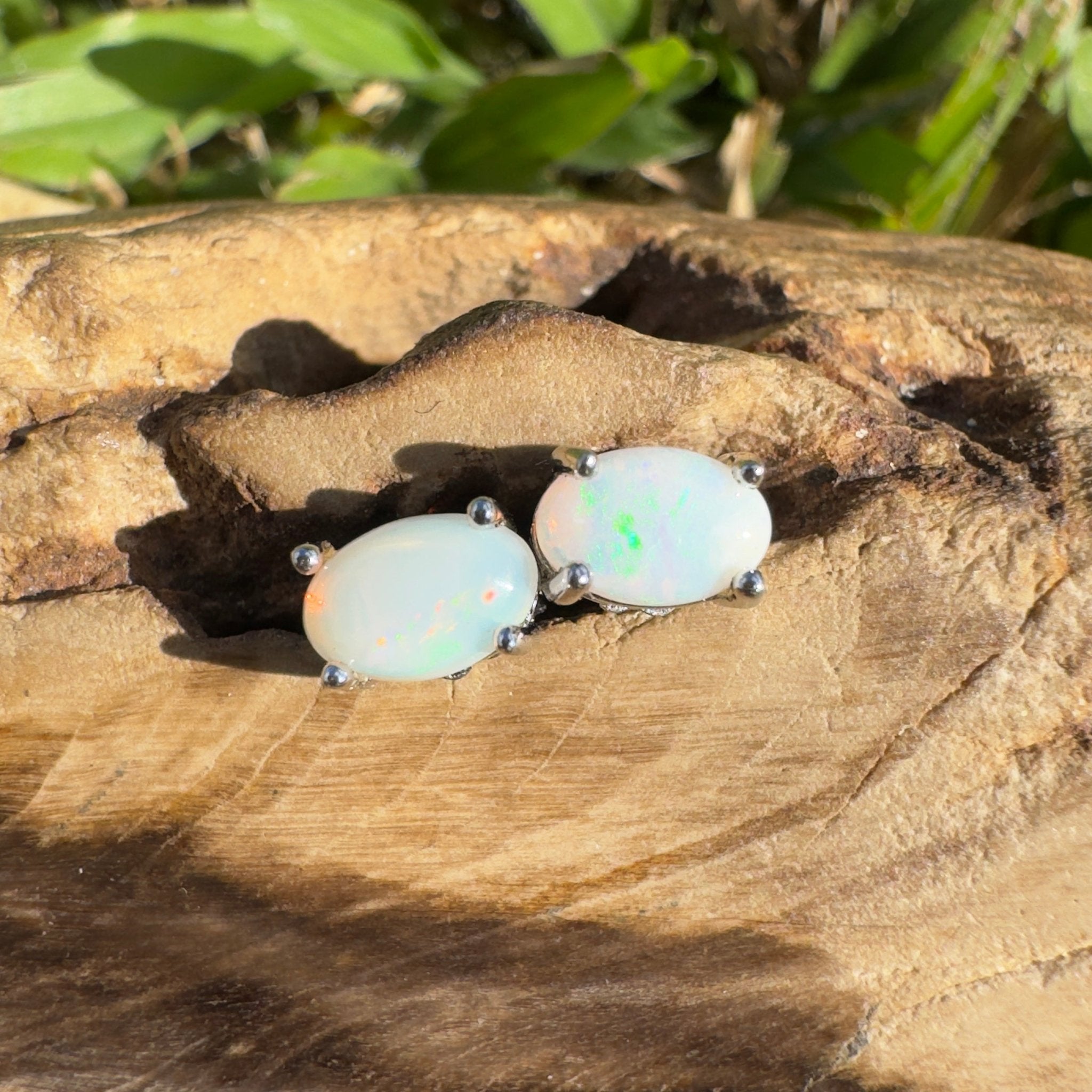 1.4ct Coober Pedy Opal Earrings ~ 'Ocean Shimmer' | 925 Sterling Silver | Solid Australian Opal