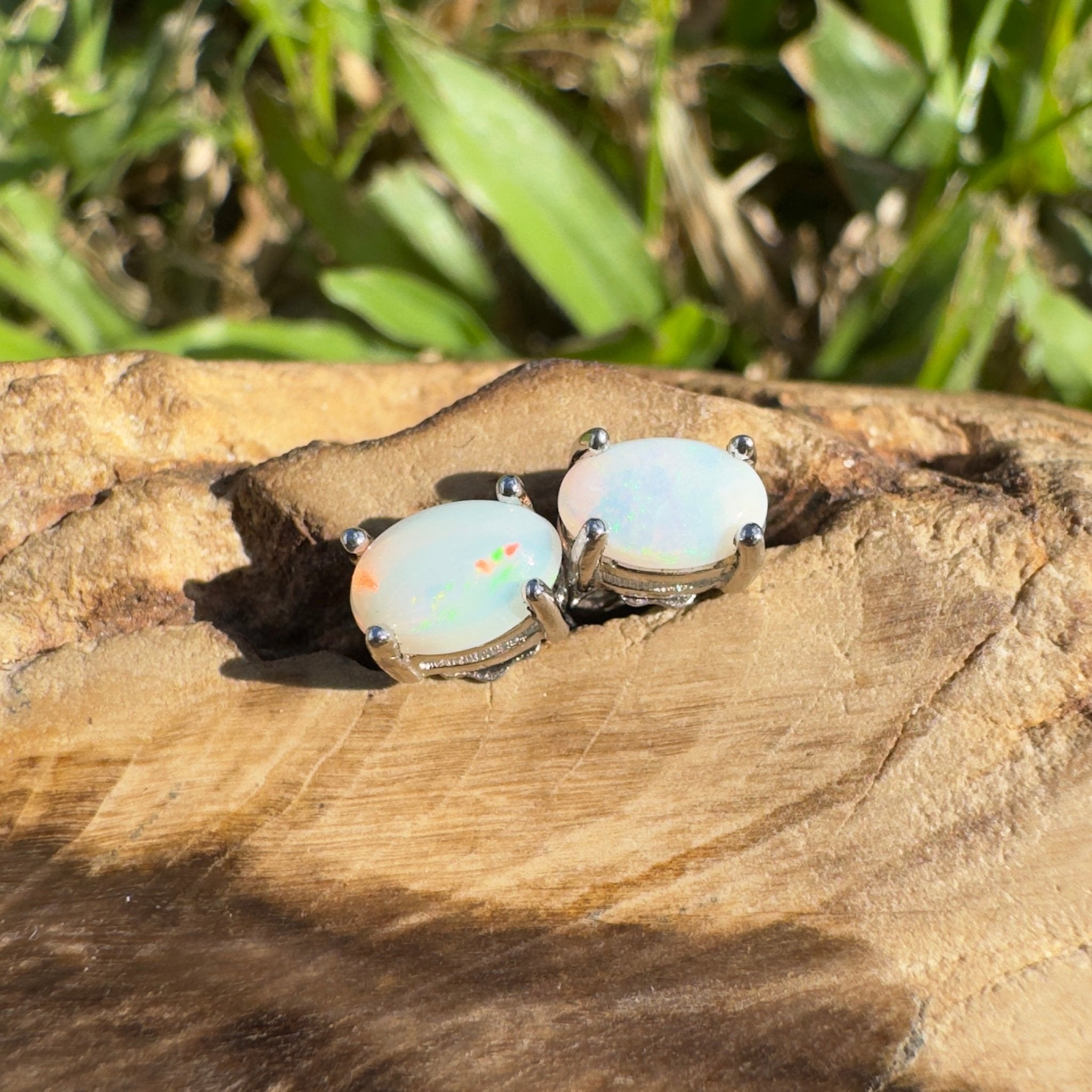 1.4ct Coober Pedy Opal Earrings ~ 'Ocean Shimmer' | 925 Sterling Silver | Solid Australian Opal