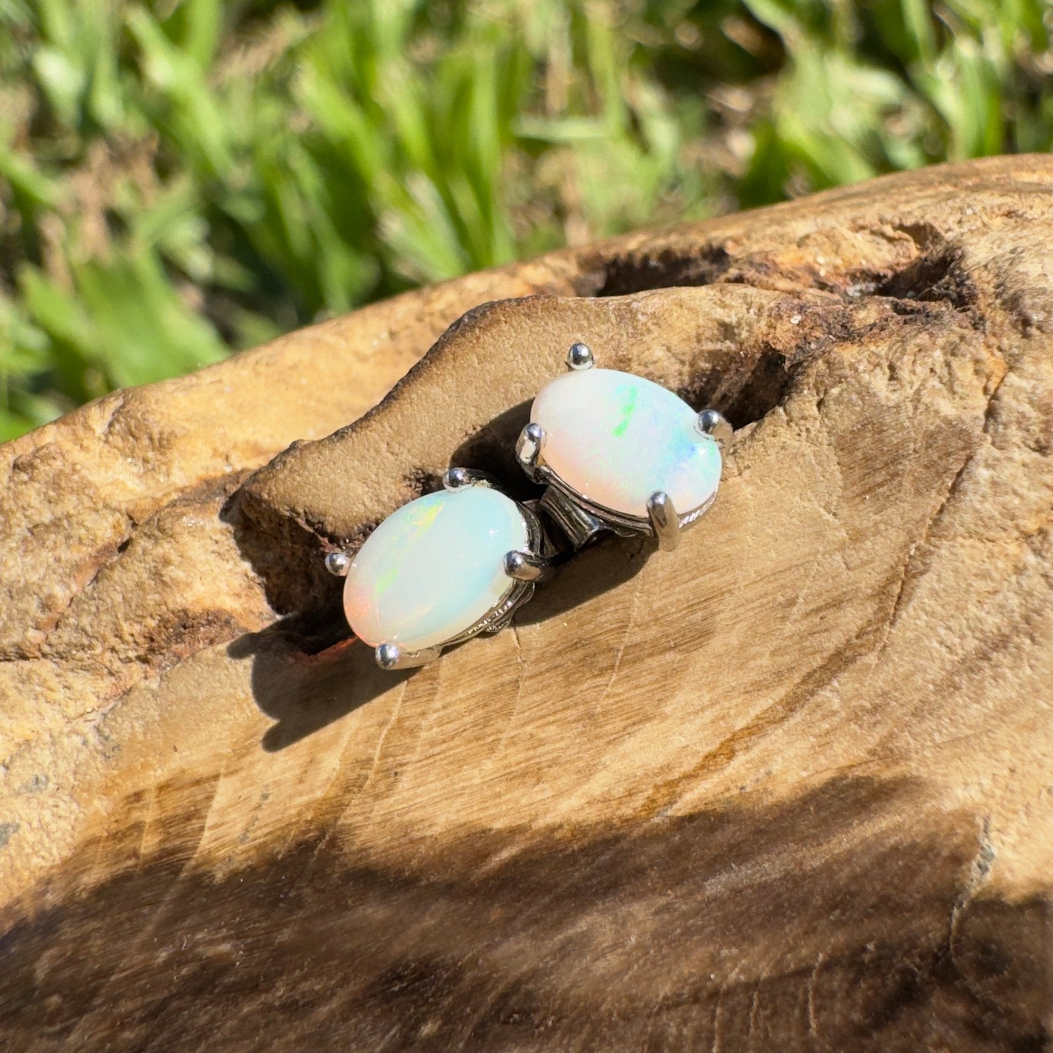 1.4ct Coober Pedy Opal Earrings ~ 'Ocean Shimmer' | 925 Sterling Silver | Solid Australian Opal