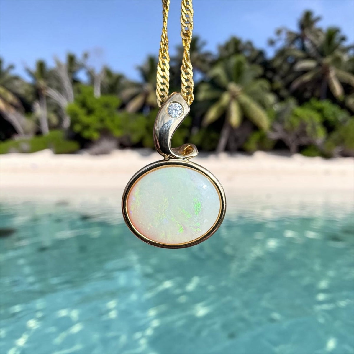 1.4ct Coober Pedy Opal Pendant Necklace ~ 'Beechworth Gold' | Yellow Gold Coated 925 Sterling Silver | Solid Australian Opal