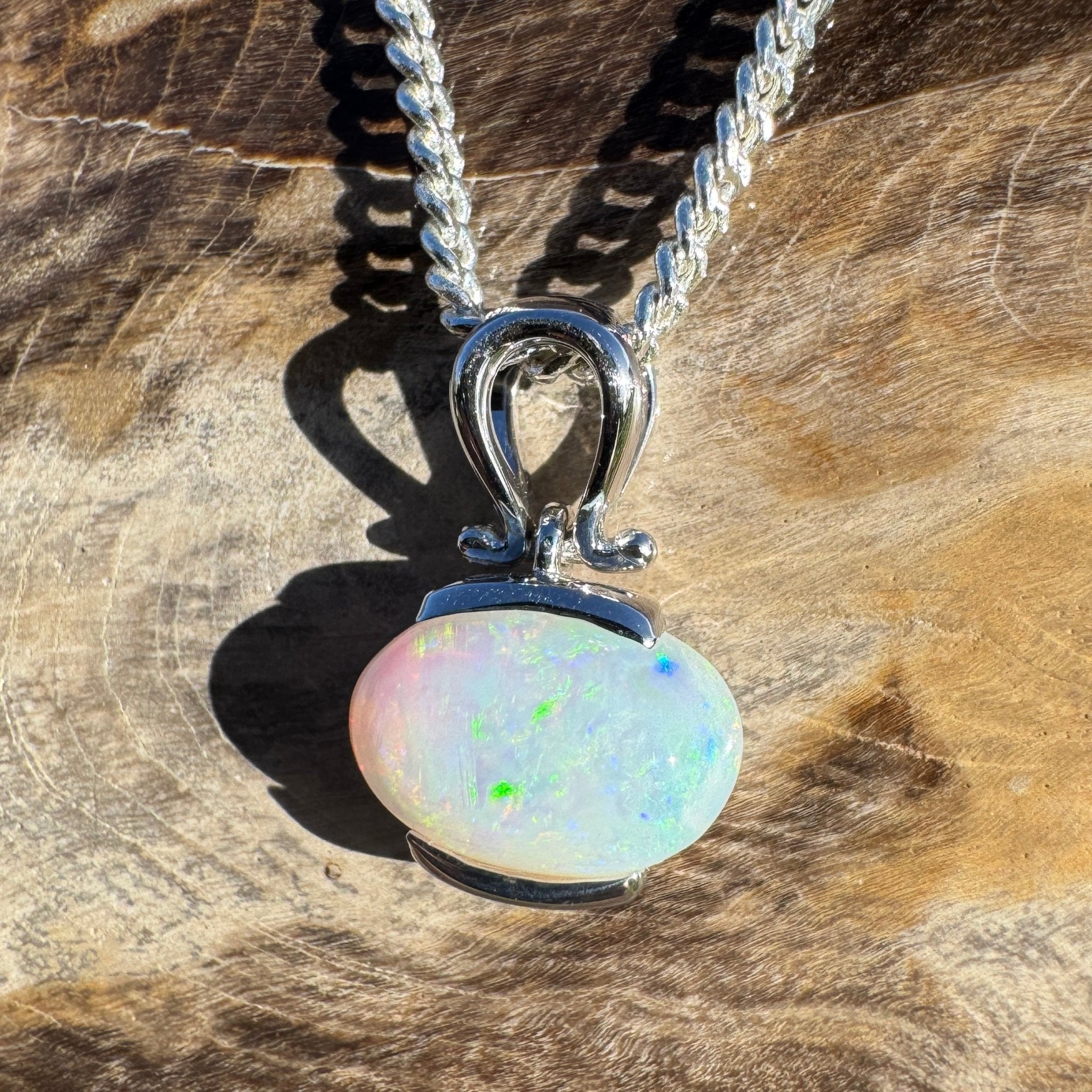 1.4ct Coober Pedy Opal Pendant Necklace ~ 'Lyndhurst Radiance' | 925 Sterling Silver | Solid Australian Opal