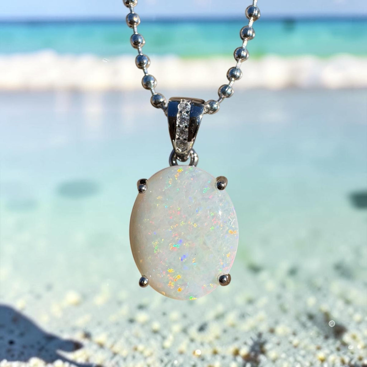 1.4ct Coober Pedy Opal Pendant Necklace ~ 'Torndirrup Light' | 925 Sterling Silver | Solid Australian Opal