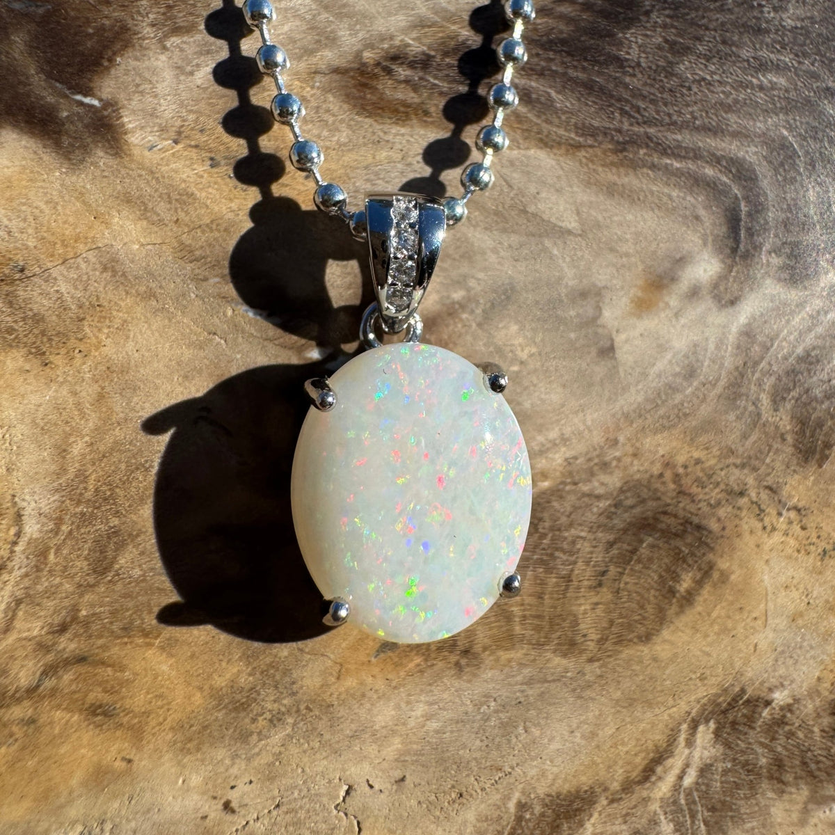 1.4ct Coober Pedy Opal Pendant Necklace ~ 'Torndirrup Light' | 925 Sterling Silver | Solid Australian Opal