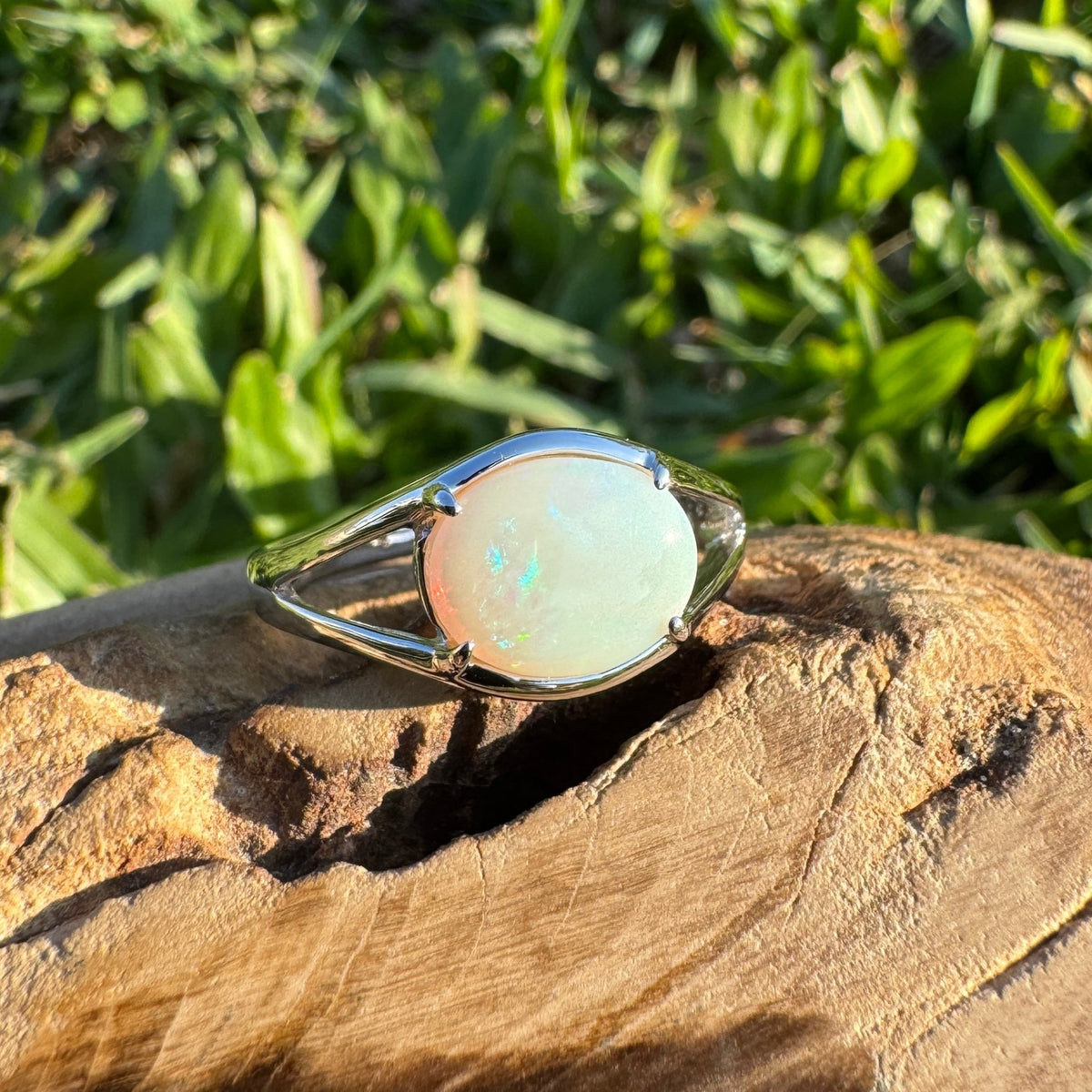 1.4ct Coober Pedy Opal Ring ~ 'Hellfire Bay Blues' | 925 Sterling Silver | Solid Australian Opal