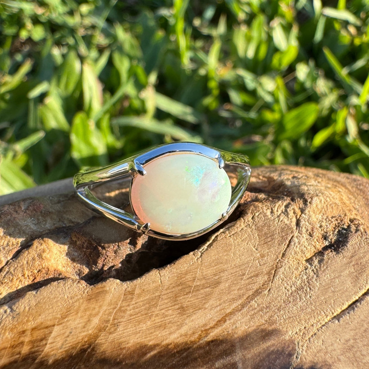 1.4ct Coober Pedy Opal Ring ~ 'Hellfire Bay Blues' | 925 Sterling Silver | Solid Australian Opal