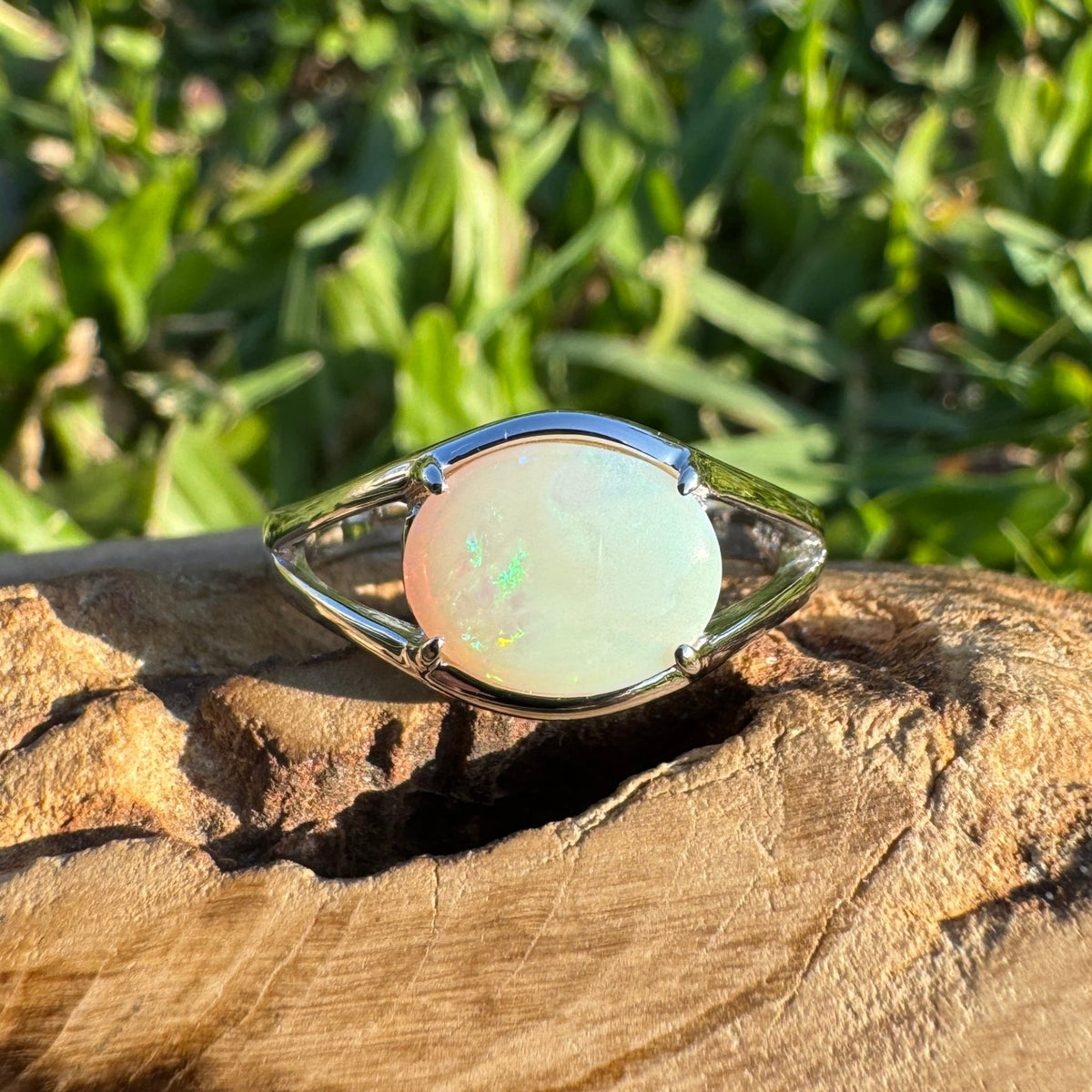 1.4ct Coober Pedy Opal Ring ~ 'Hellfire Bay Blues' | 925 Sterling Silver | Solid Australian Opal
