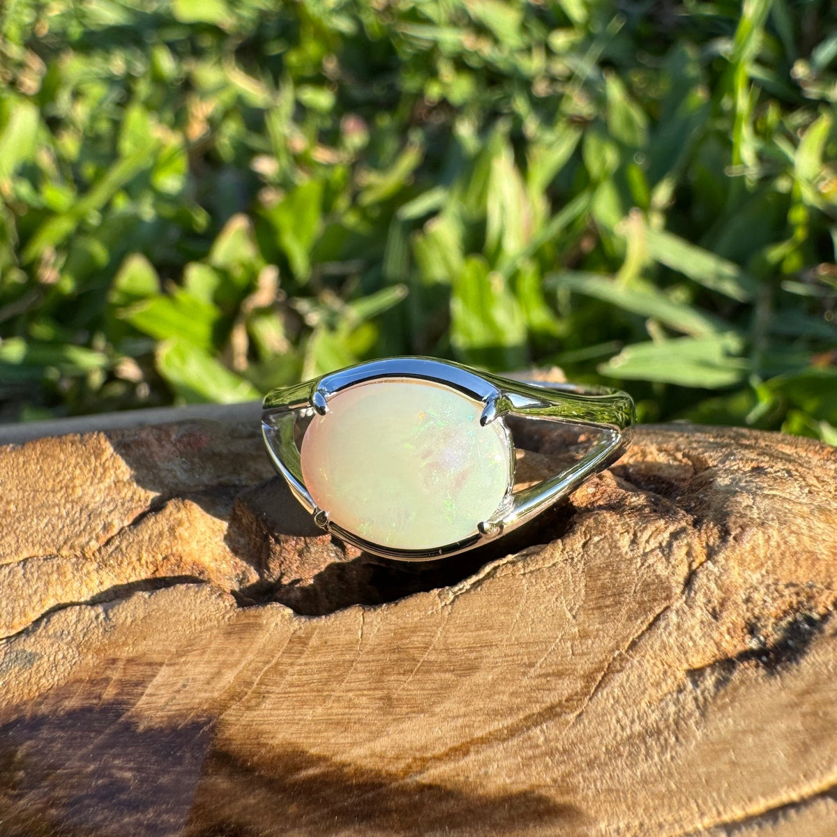 1.4ct Coober Pedy Opal Ring ~ 'Hellfire Bay Blues' | 925 Sterling Silver | Solid Australian Opal