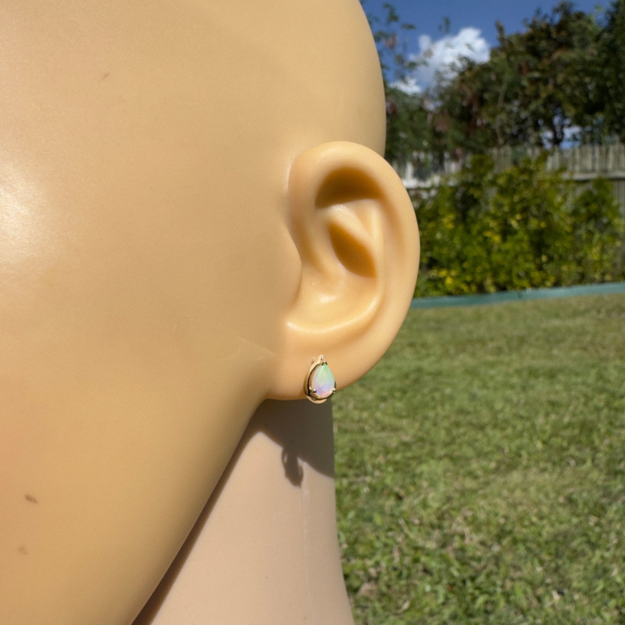 1.4ct Coober Pedy Opal Stud Earrings ~ 'Trigg Point Studs' | 9ct Yellow Gold | Solid Australian Opal
