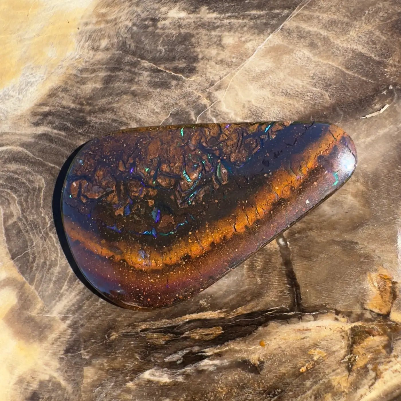 14ct Hand - Cut Solid Boulder Opal