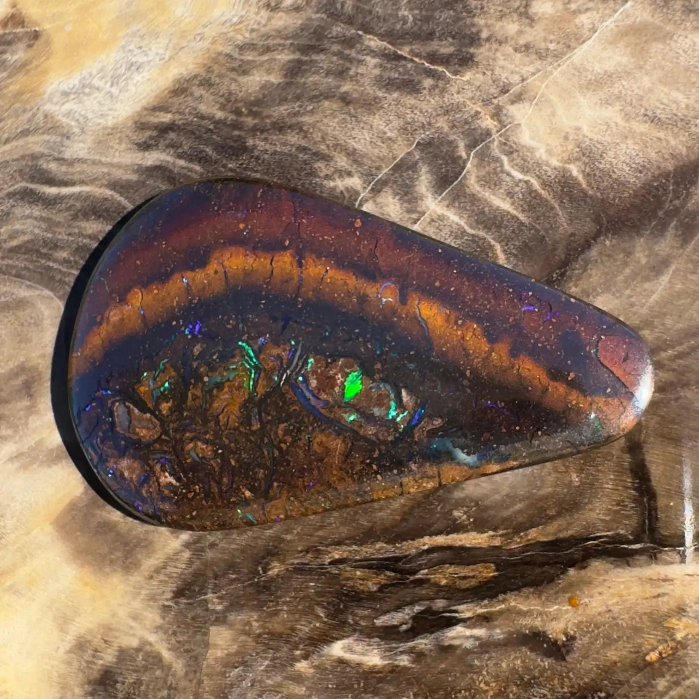 14ct Hand - Cut Solid Boulder Opal