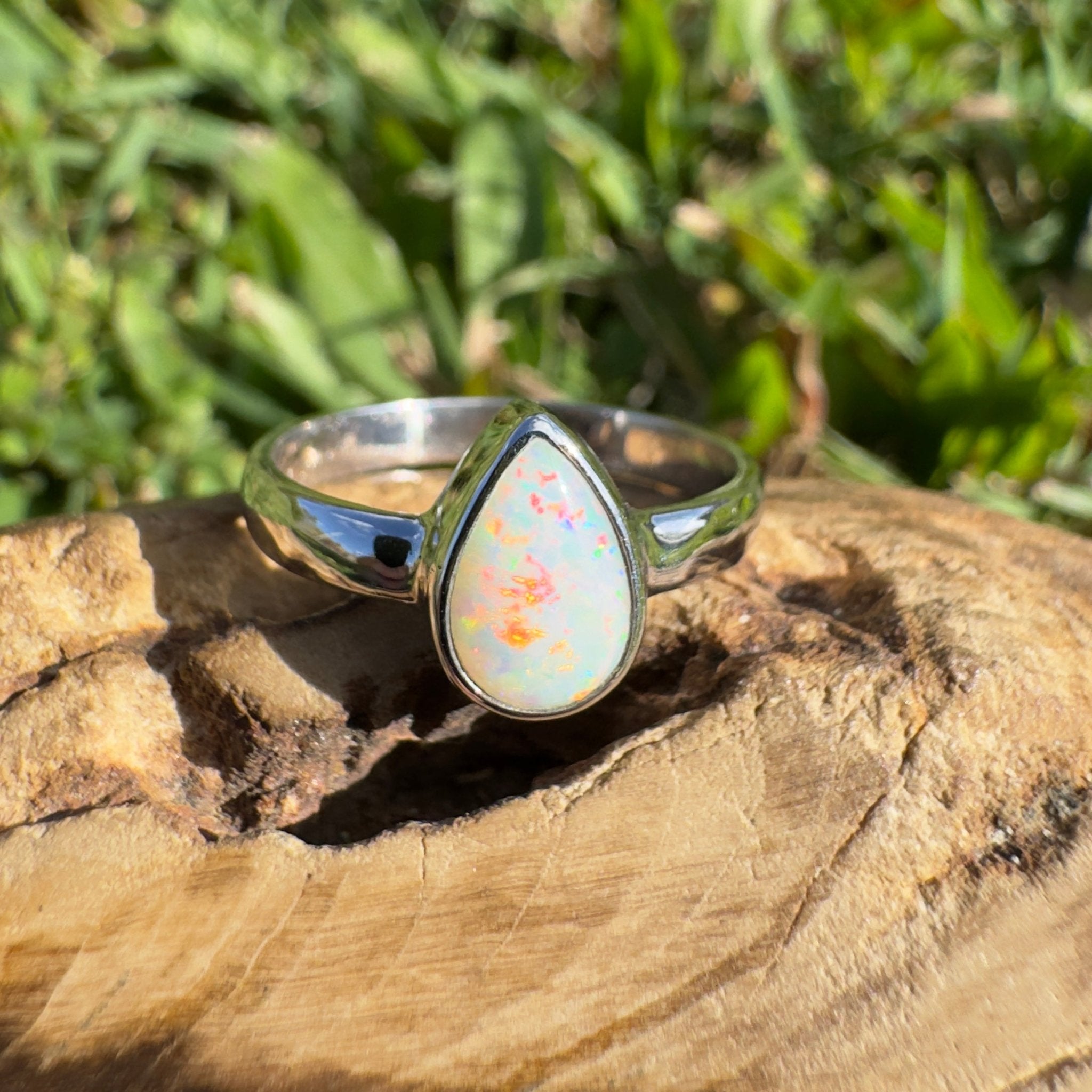 1.4ct Lightning Ridge Opal Ring ~ 'Purnululu Flame' | 925 Sterling Silver | Solid Australian Opal