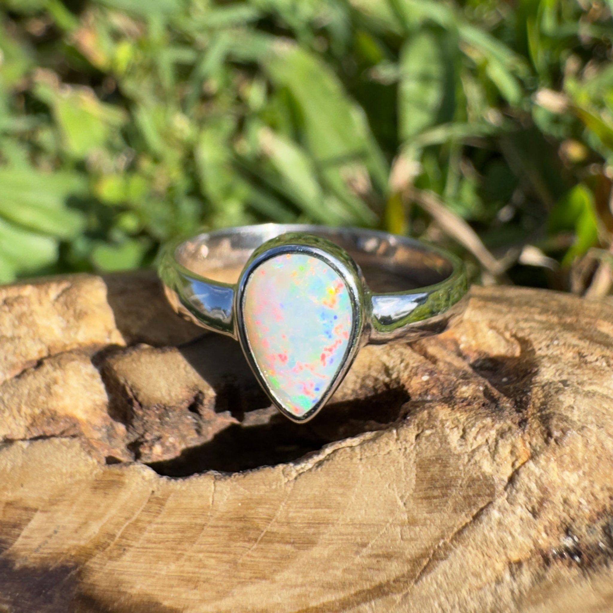 1.4ct Lightning Ridge Opal Ring ~ 'Purnululu Flame' | 925 Sterling Silver | Solid Australian Opal