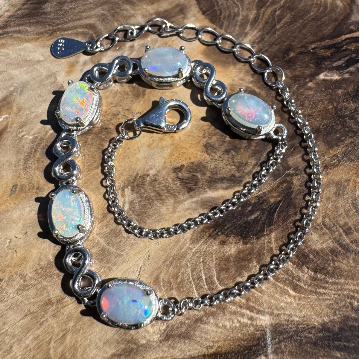 1.5ct Coober Pedy Opal Bracelet ~ 'Lambina Spectrum' | 925 Sterling Silver | Solid Australian Opal