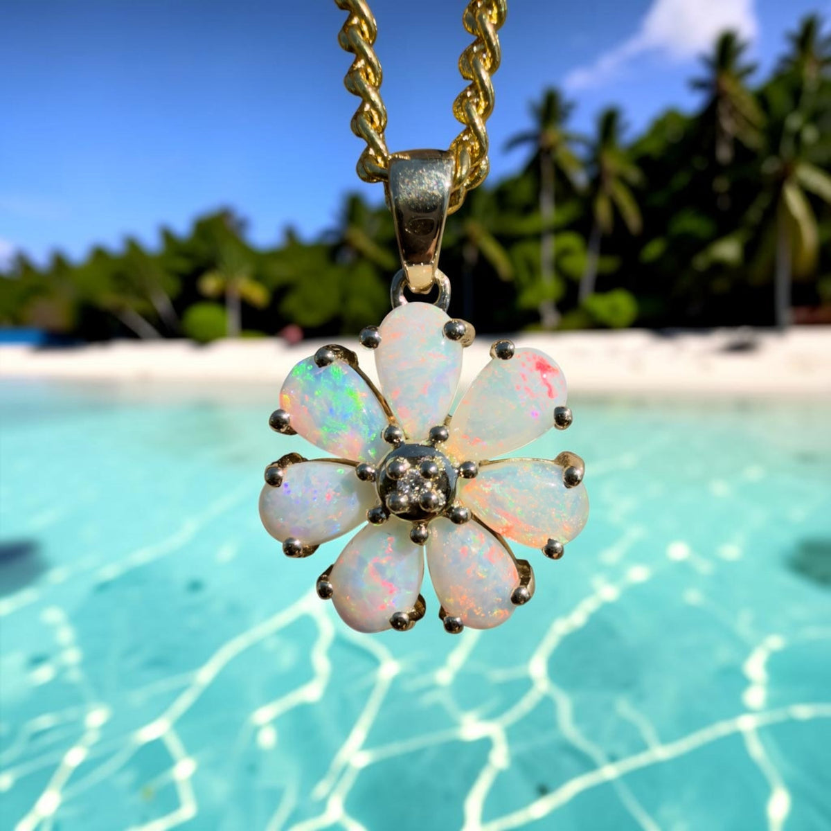 1.5ct Coober Pedy Opal Pendant Necklace ~ 'Coorong Spark' | 9ct Yellow Gold | Solid Australian Opal