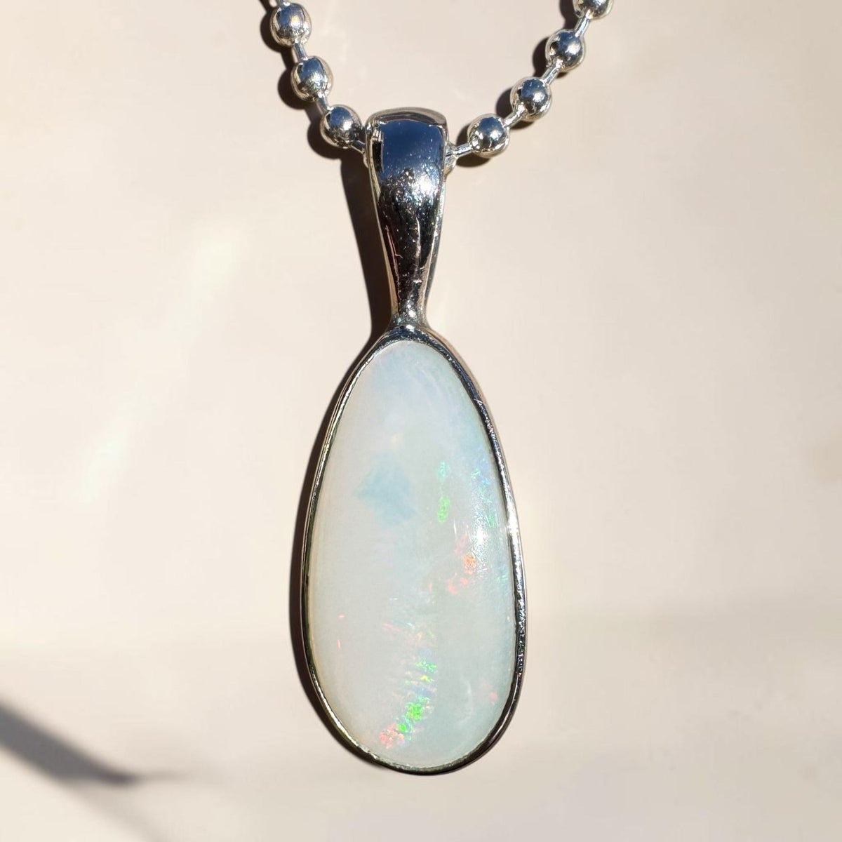 1.5ct Coober Pedy Opal Pendant Necklace ~ 'Lake Tyrrell Skies' | 925 Sterling Silver | Solid Australian Opal
