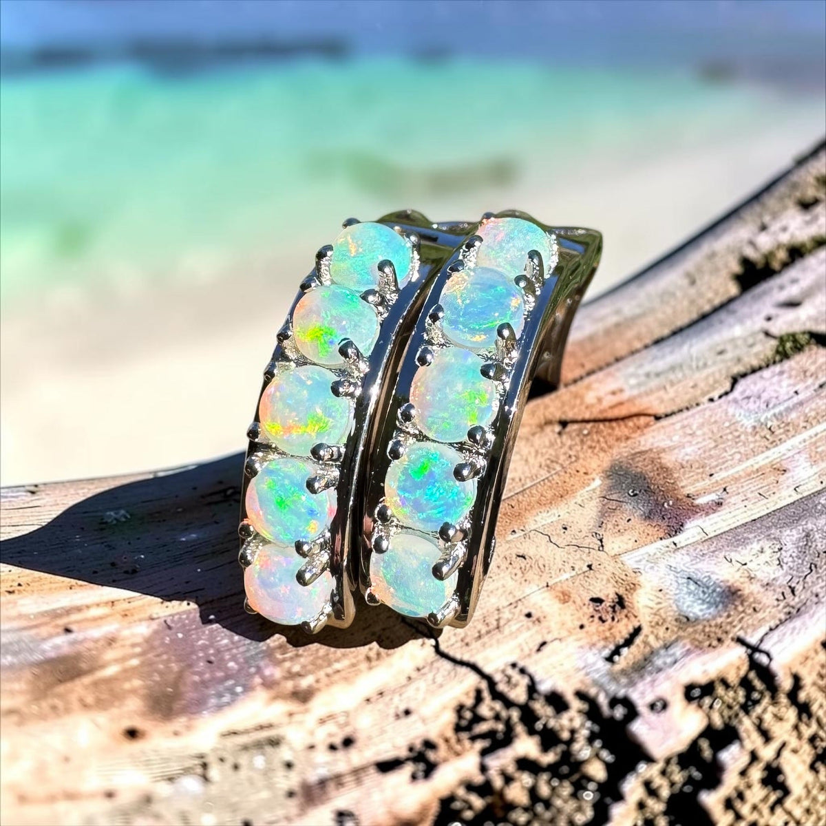 1.5ct Lightning Ridge Crystal Opal Huggie Earrings ~ 'Cape Woolamai Pebbles' | 925 Sterling Silver | Solid Australian Opal