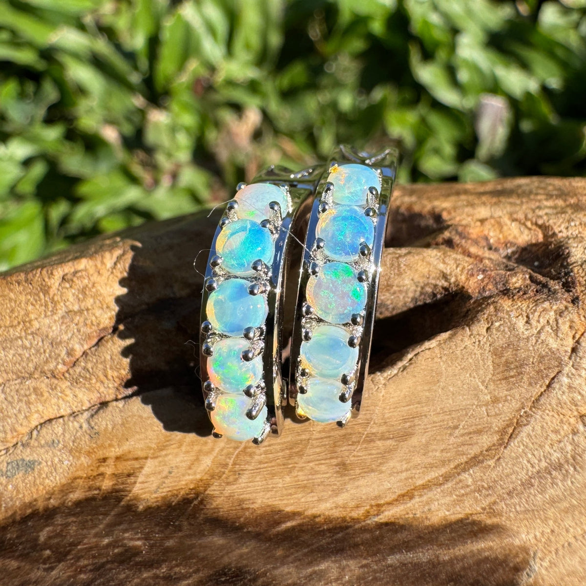 1.5ct Lightning Ridge Crystal Opal Huggie Earrings ~ 'Daylesford Blues' | 925 Sterling Silver | Solid Australian Opal