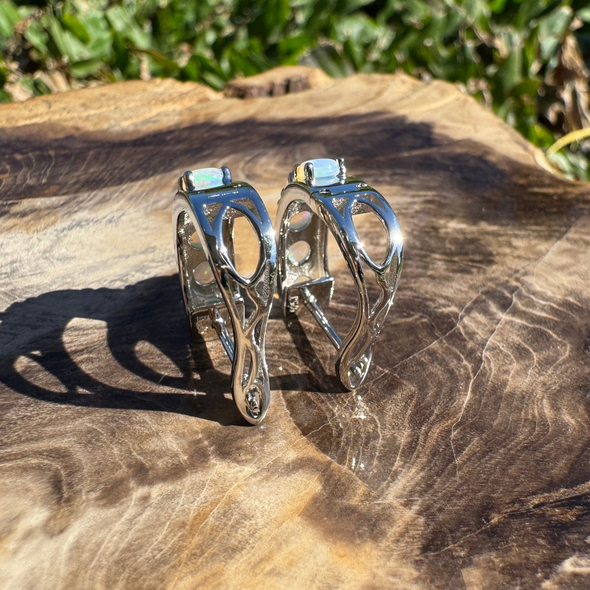 1.5ct Lightning Ridge Crystal Opal Huggie Earrings ~ 'Daylesford Blues' | 925 Sterling Silver | Solid Australian Opal