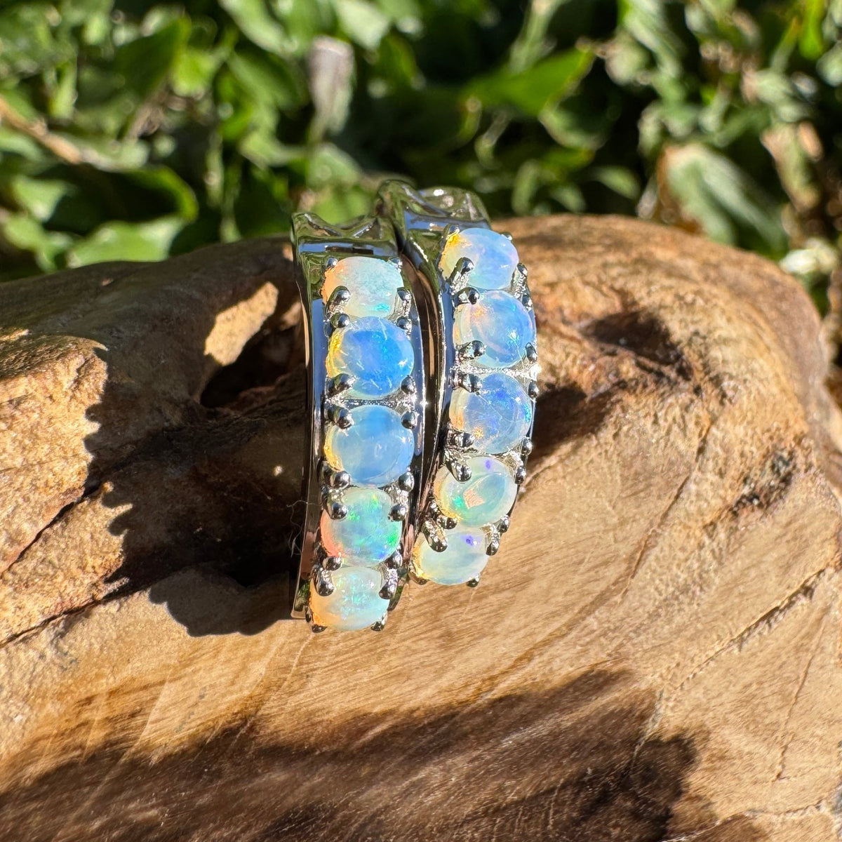 1.5ct Lightning Ridge Crystal Opal Huggie Earrings ~ 'Daylesford Blues' | 925 Sterling Silver | Solid Australian Opal