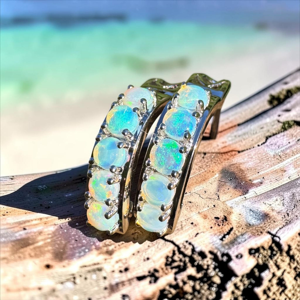 1.5ct Lightning Ridge Crystal Opal Huggie Earrings ~ 'Daylesford Blues' | 925 Sterling Silver | Solid Australian Opal