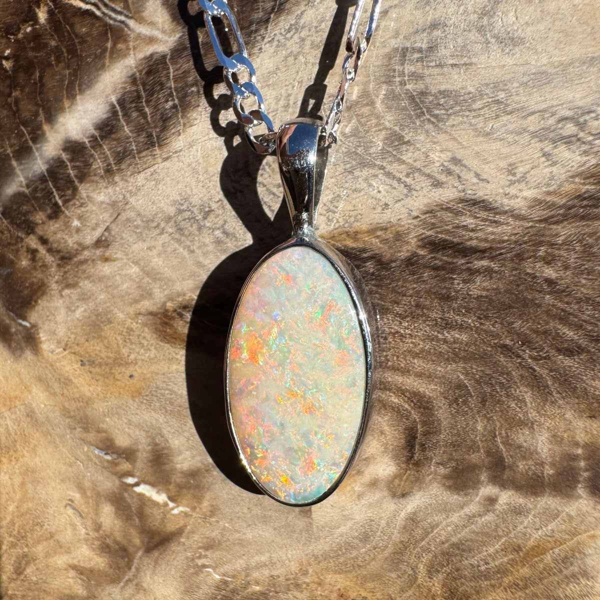 1.5ct Lightning Ridge Opal Pendant Necklace ~ 'Lake Bumbunga Blush' | 925 Sterling Silver | Solid Australian Opal