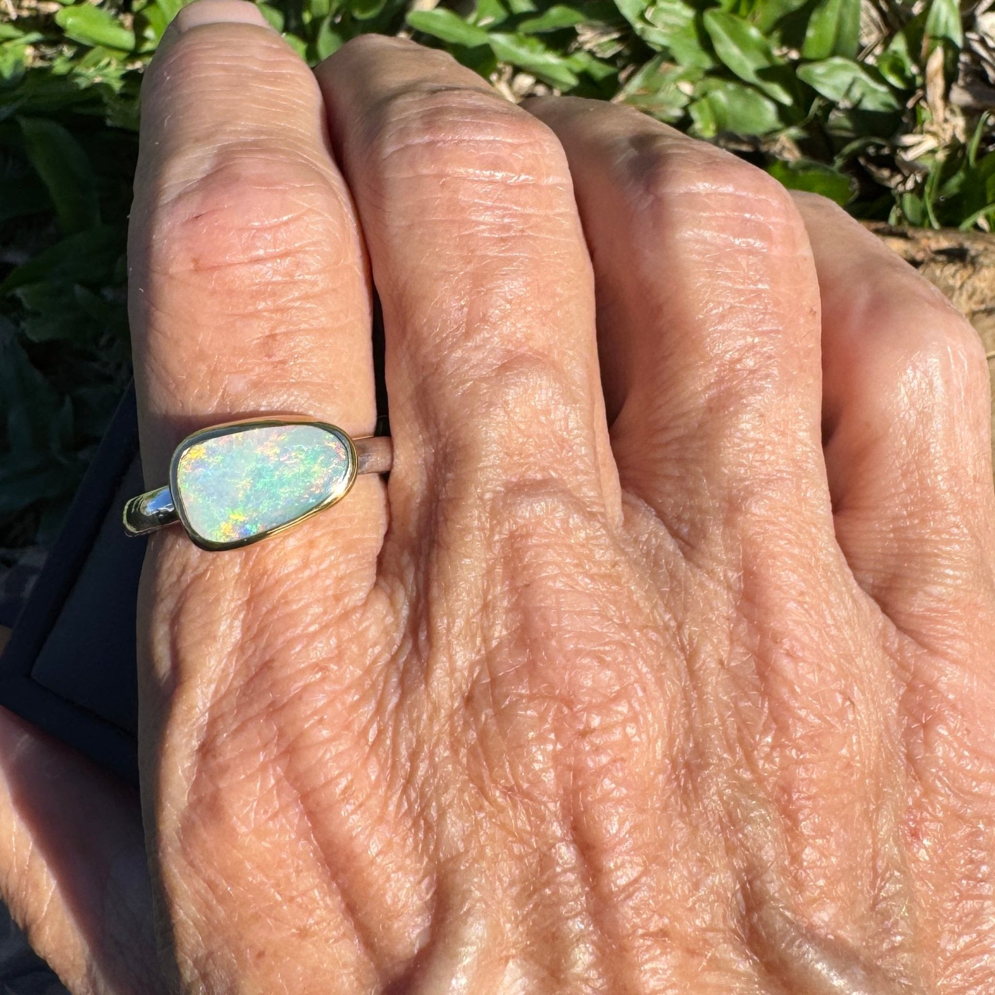 1.5ct Lightning Ridge Opal Ring ~ 'Kakadu Storm Light' | Two-Tone 9ct Gold & 925 Sterling Silver | Solid Australian Opal