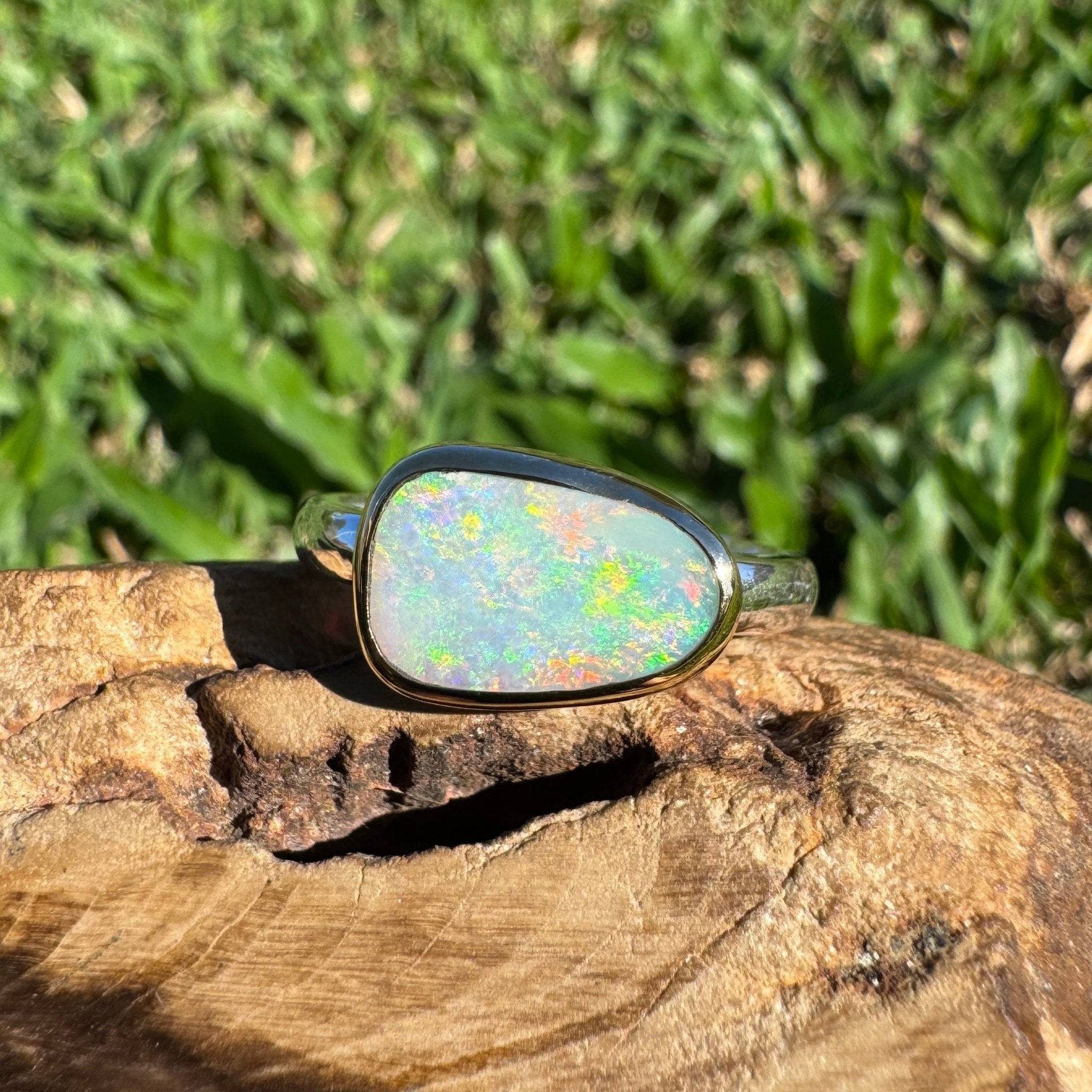 1.5ct Lightning Ridge Opal Ring ~ 'Kakadu Storm Light' | Two-Tone 9ct Gold & 925 Sterling Silver | Solid Australian Opal