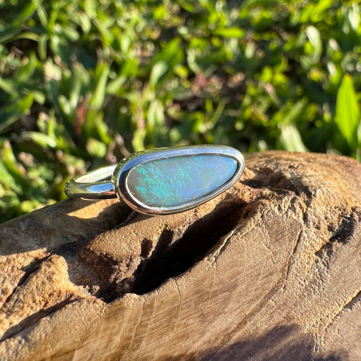 1.5ct Lightning Ridge Opal Ring ~ 'Snowy River Blue' | 925 Sterling Silver | Solid Australian Opal