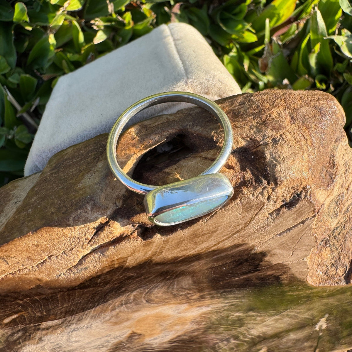 1.5ct Lightning Ridge Opal Ring ~ 'Snowy River Blue' | 925 Sterling Silver | Solid Australian Opal