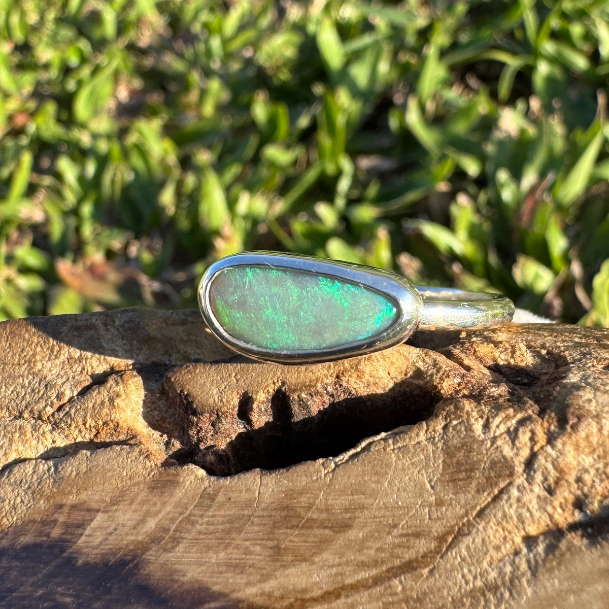1.5ct Lightning Ridge Opal Ring ~ 'Snowy River Blue' | 925 Sterling Silver | Solid Australian Opal