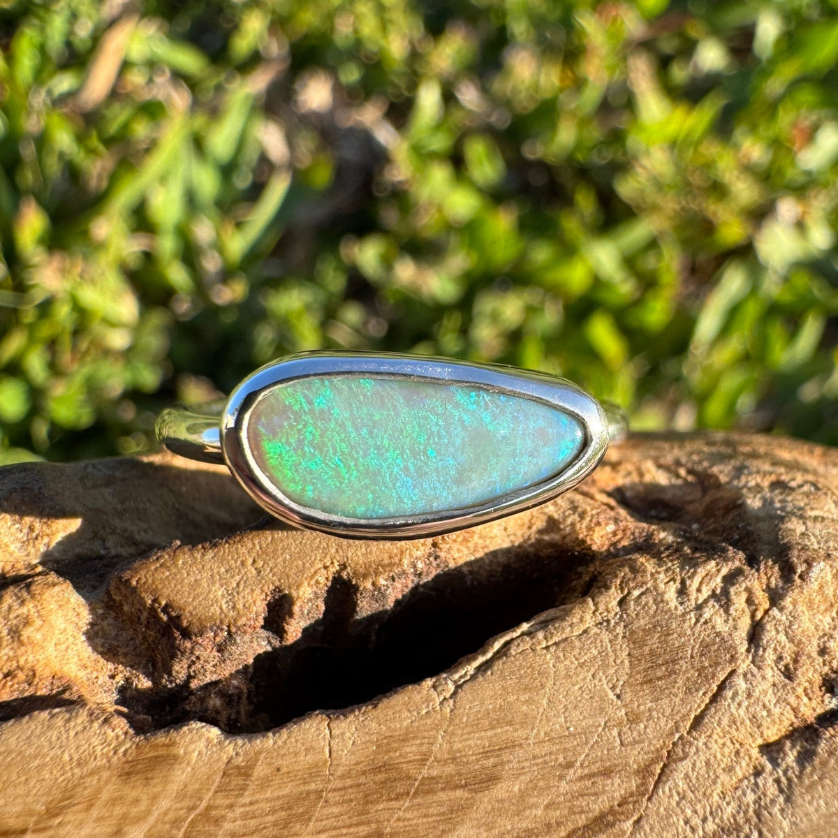 1.5ct Lightning Ridge Opal Ring ~ 'Snowy River Blue' | 925 Sterling Silver | Solid Australian Opal