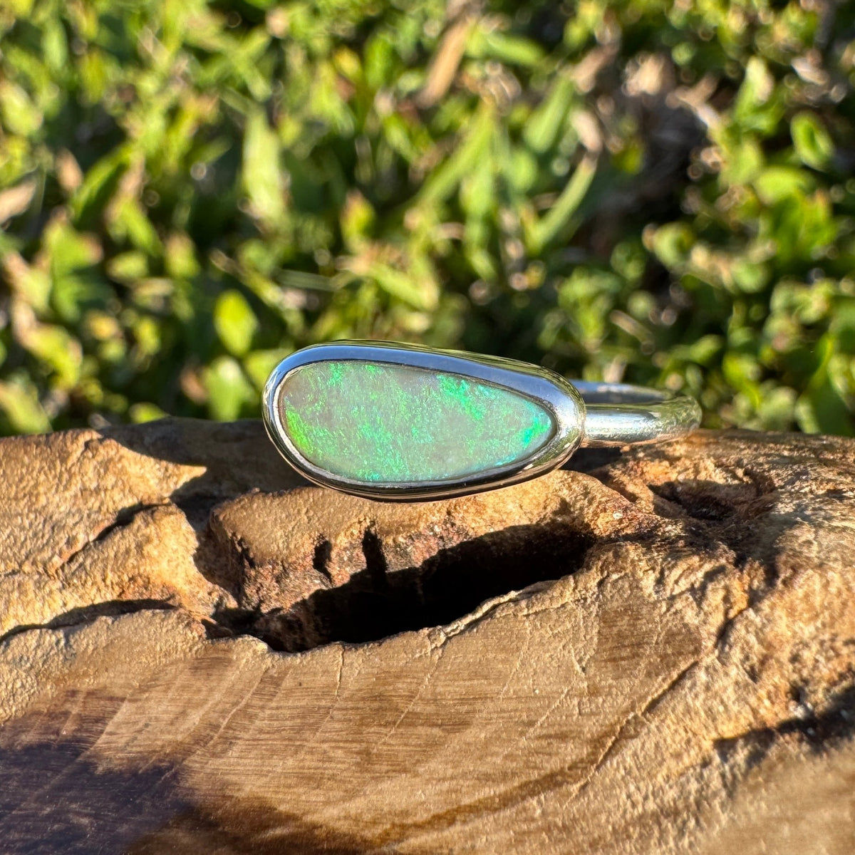 1.5ct Lightning Ridge Opal Ring ~ 'Snowy River Blue' | 925 Sterling Silver | Solid Australian Opal