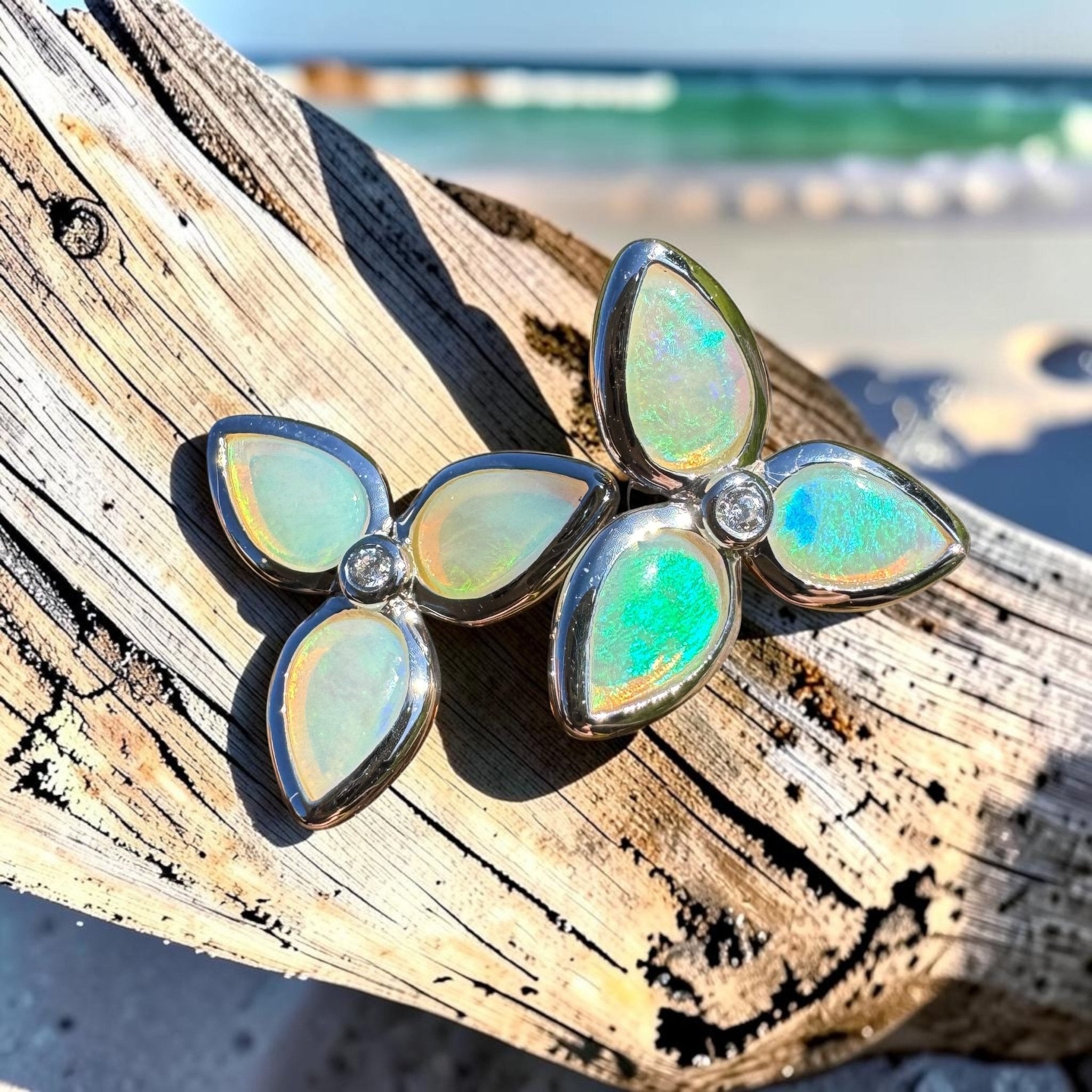 1.6ct Coober Pedy Crystal Opal Earrings ~ 'Tarkine Fern Sparkle' | 925 Sterling Silver | Solid Australian Opal