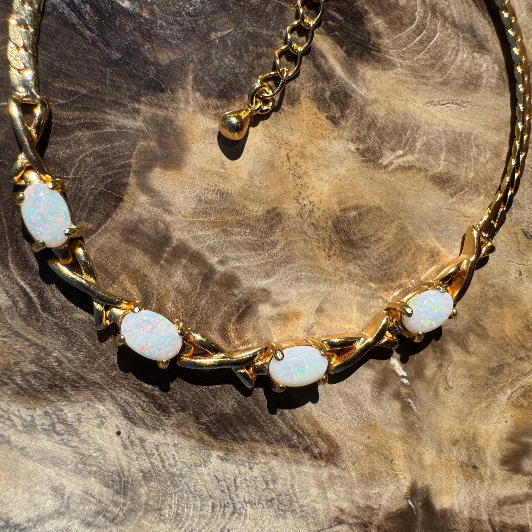 1.6ct Coober Pedy Opal Bracelet ~ 'Breakaways Chain' | Gold Coated 925 Sterling Silver | Solid Australian Opal