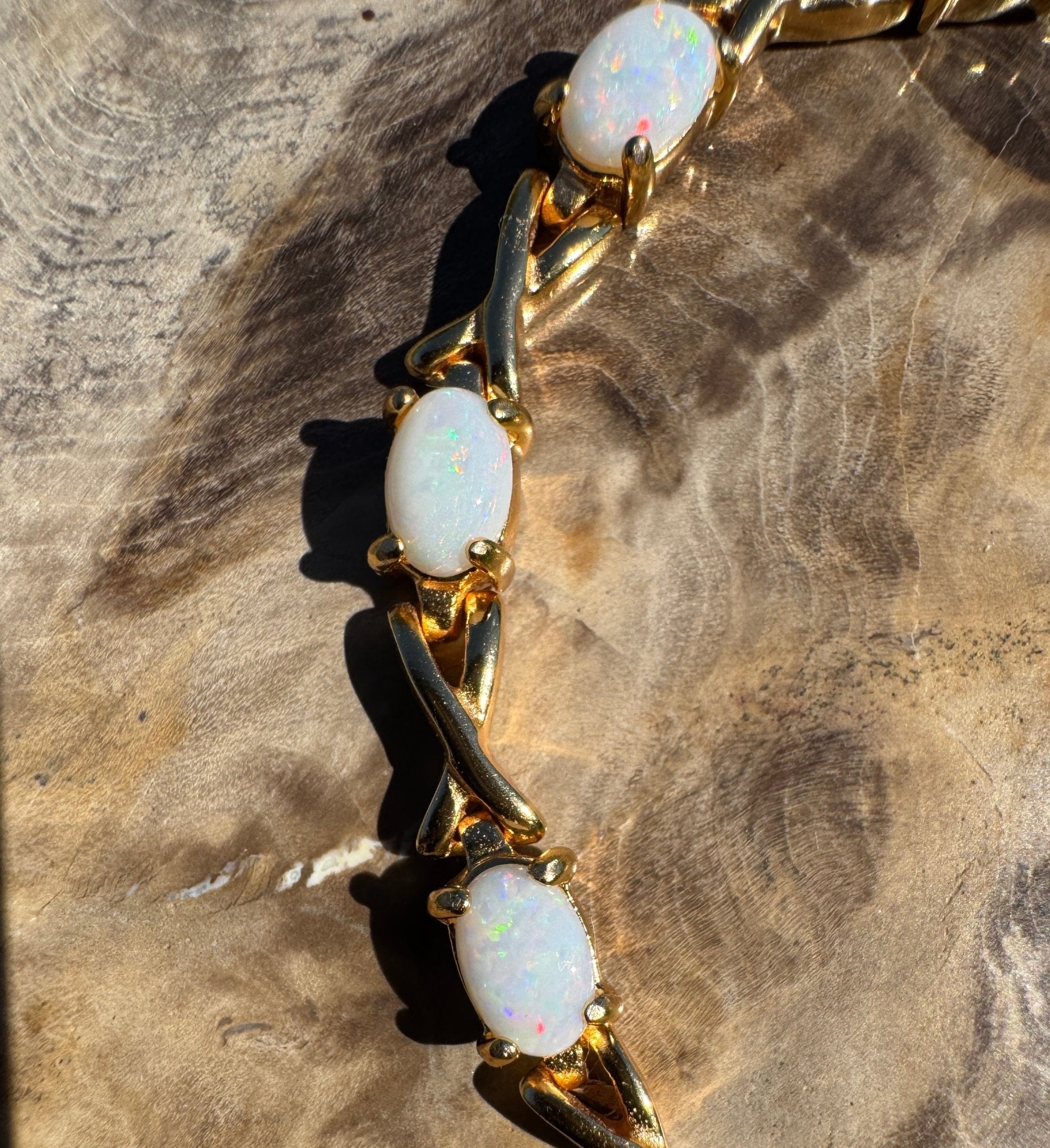 1.6ct Coober Pedy Opal Bracelet ~ 'Breakaways Chain' | Gold Coated 925 Sterling Silver | Solid Australian Opal