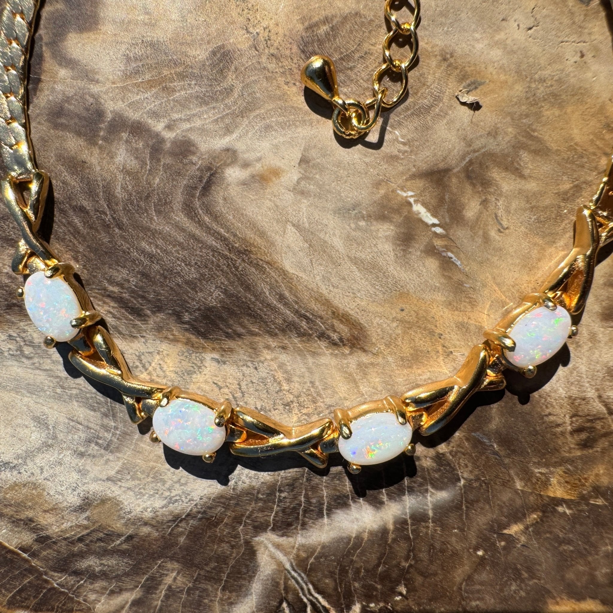 1.6ct Coober Pedy Opal Bracelet ~ 'Breakaways Chain' | Gold Coated 925 Sterling Silver | Solid Australian Opal